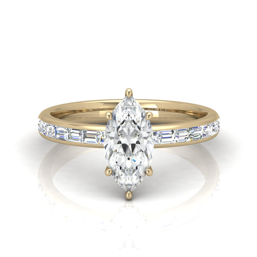Classic Hidden Halo Channel Set Engagement Ring - Marquise