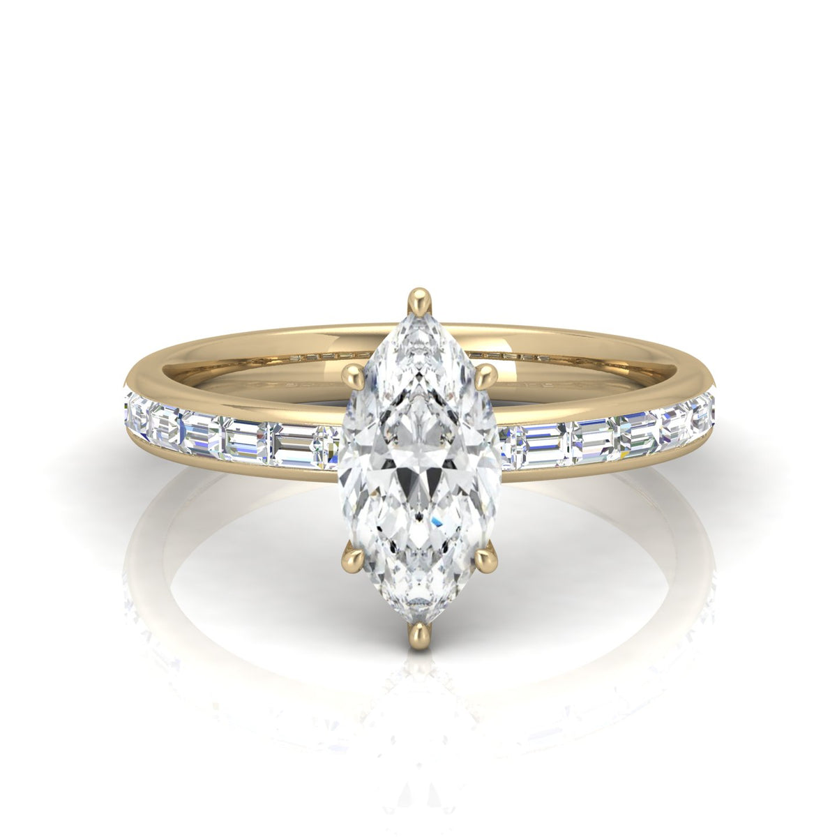 Classic Hidden Halo Channel Set Engagement Ring - Marquise