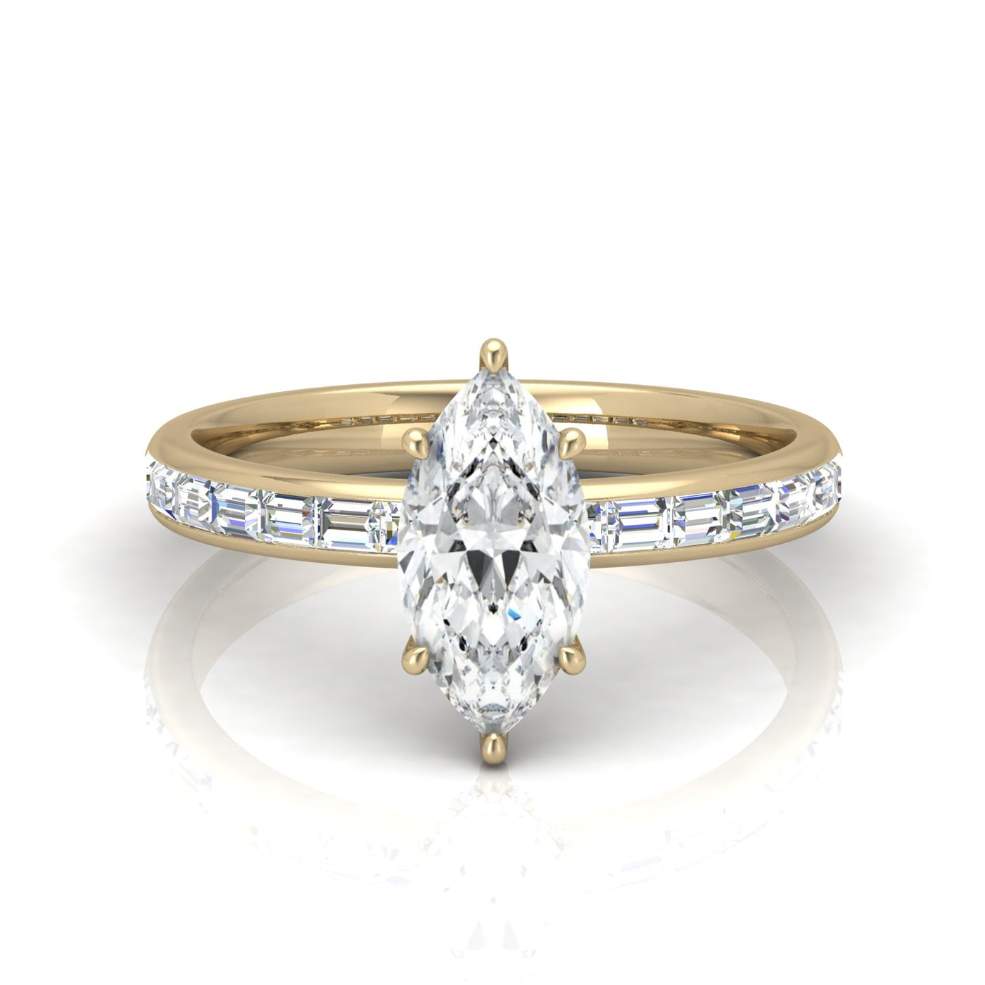 Classic Hidden Halo Channel Set Engagement Ring - Marquise