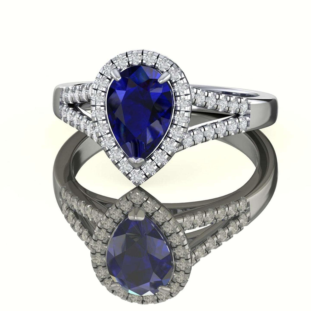 Best Deal..! 2.04Ct Tanzanite Pear & Diamond Halo Engagement Ring In Heavy 18k Gold