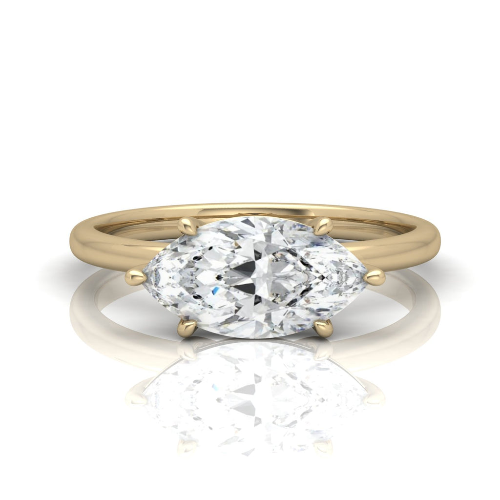 Classic East-West Solitaire Engagement Ring - Marquise