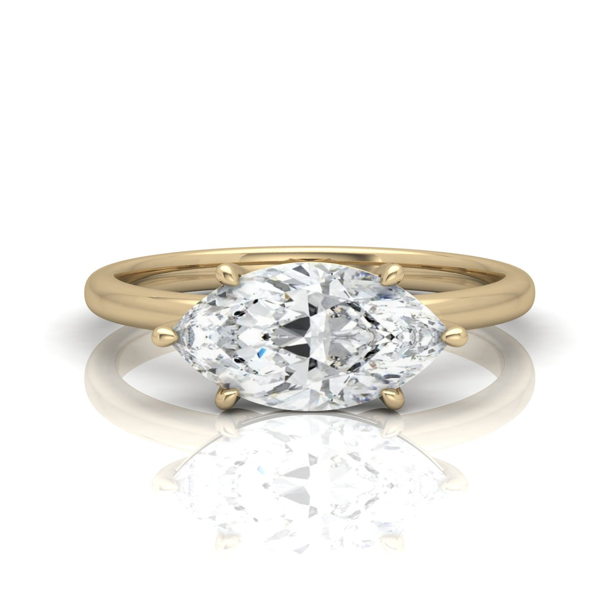 Classic East-West Solitaire Engagement Ring - Marquise