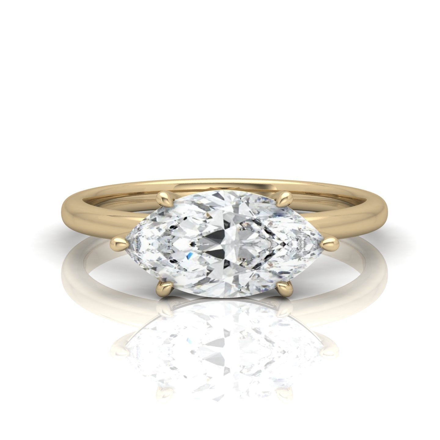 Classic East-West Solitaire Engagement Ring - Marquise