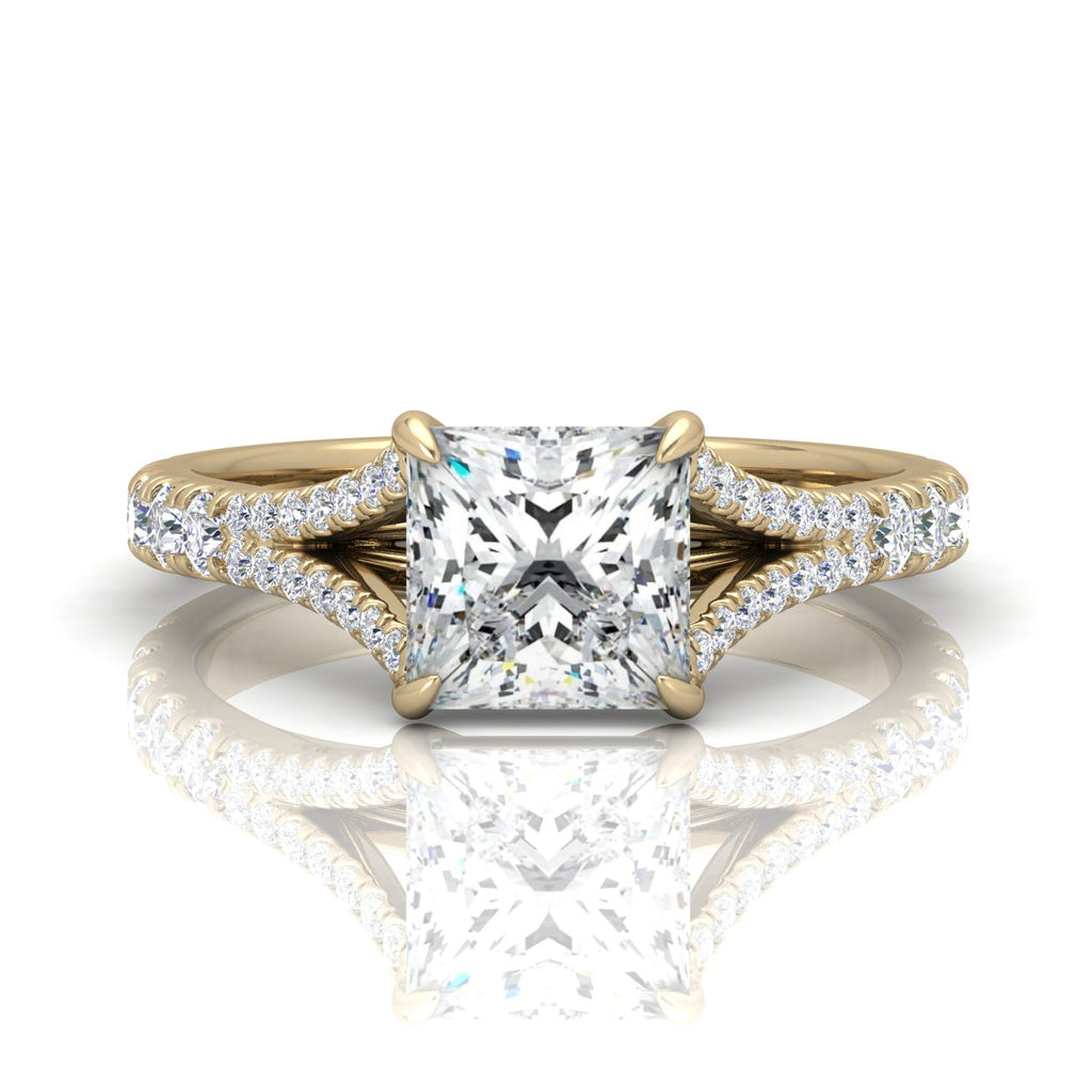 Julie Princess Diamond Split Shank Engagement Ring