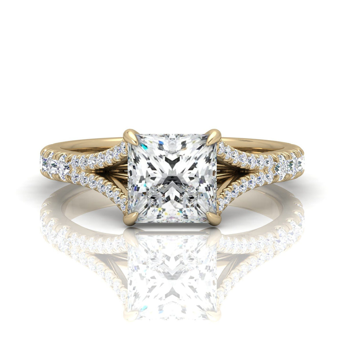Julie Princess Diamond Split Shank Engagement Ring