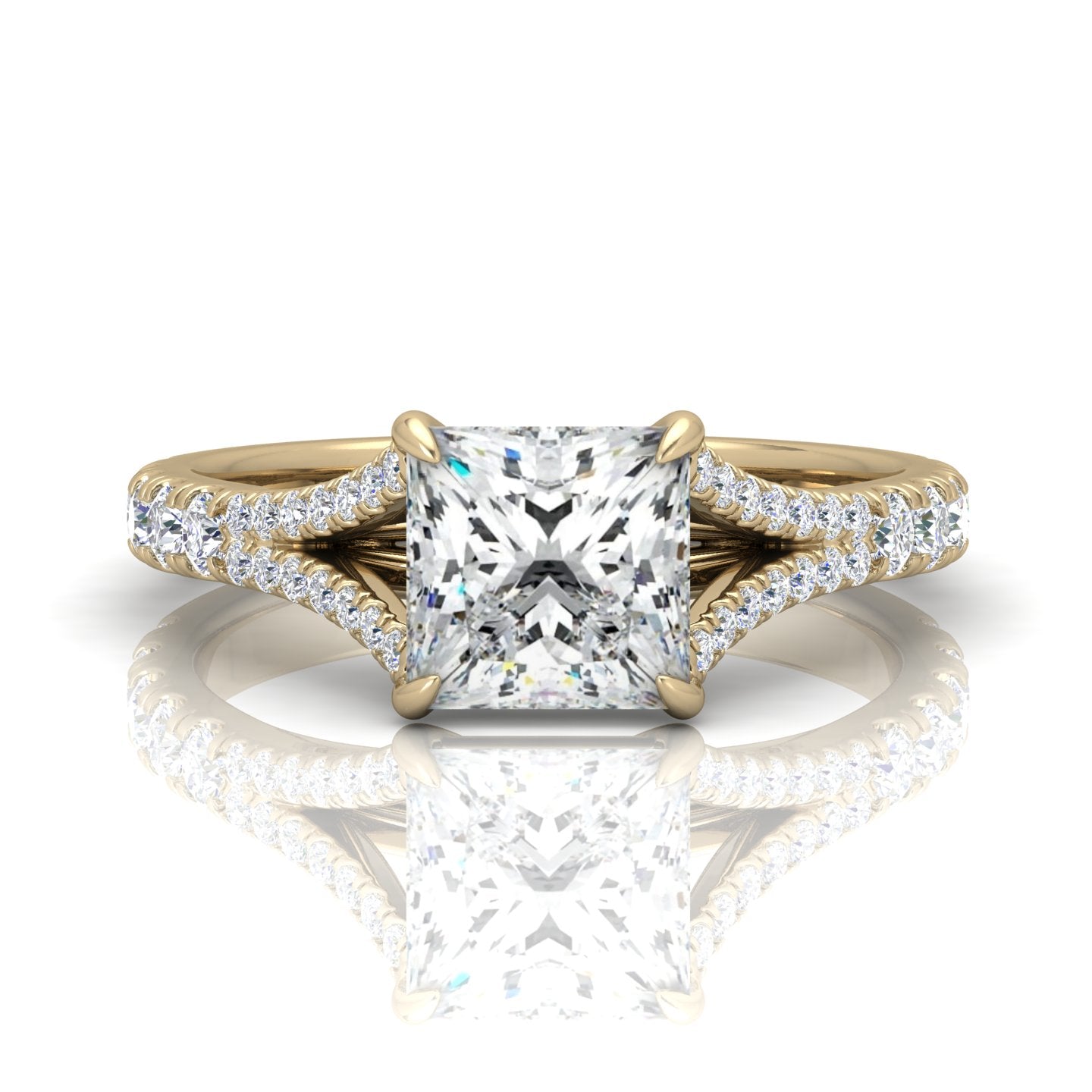 Julie Princess Diamond Split Shank Engagement Ring