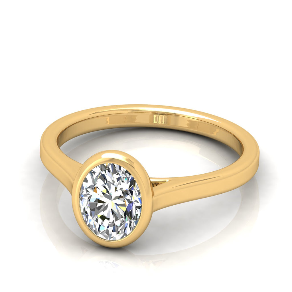 18k Yellow Gold All Shape Comfort Fit Bezel Set Solitaire Engagement Ring