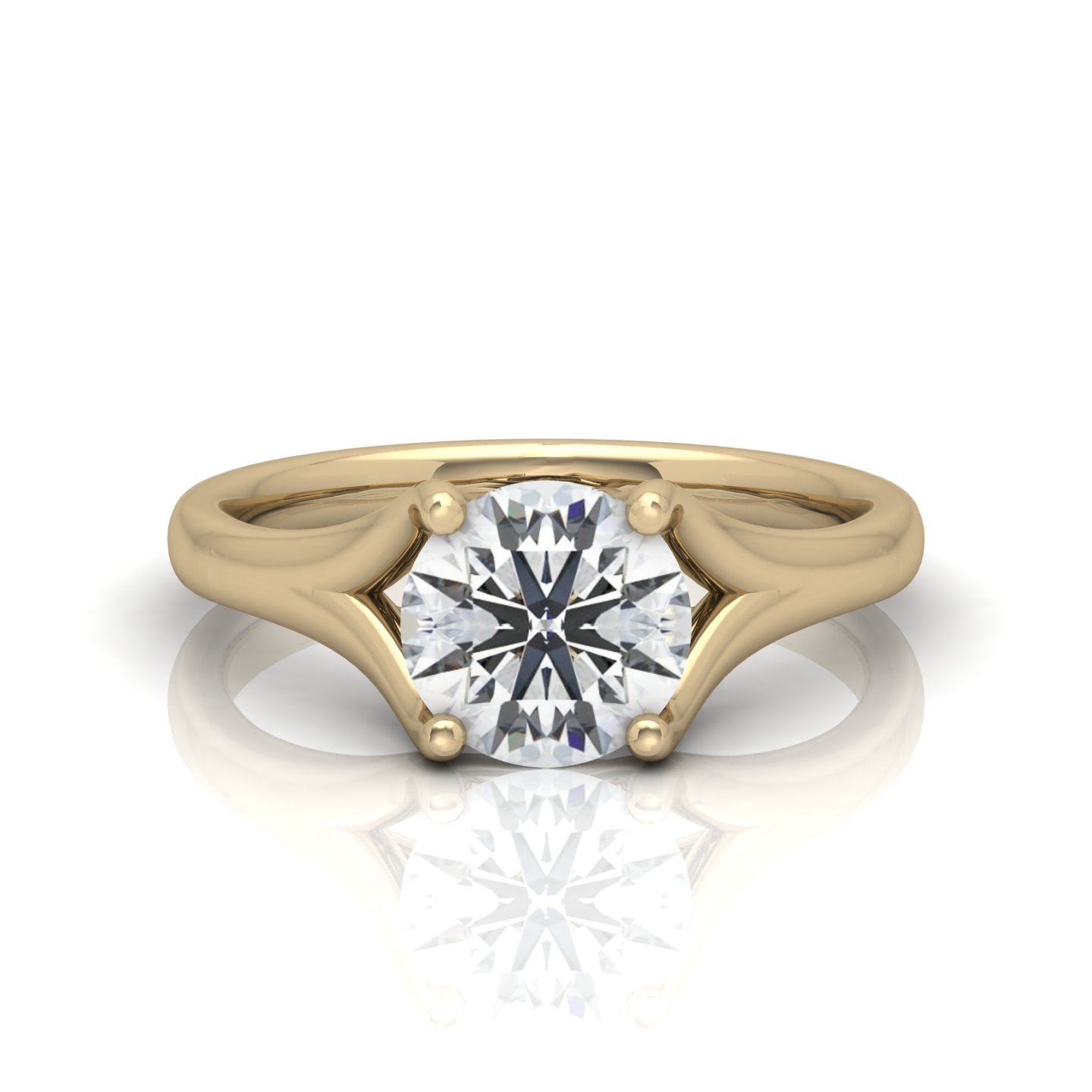 Round Diamond Split Shank Solitaire Engagement Ring