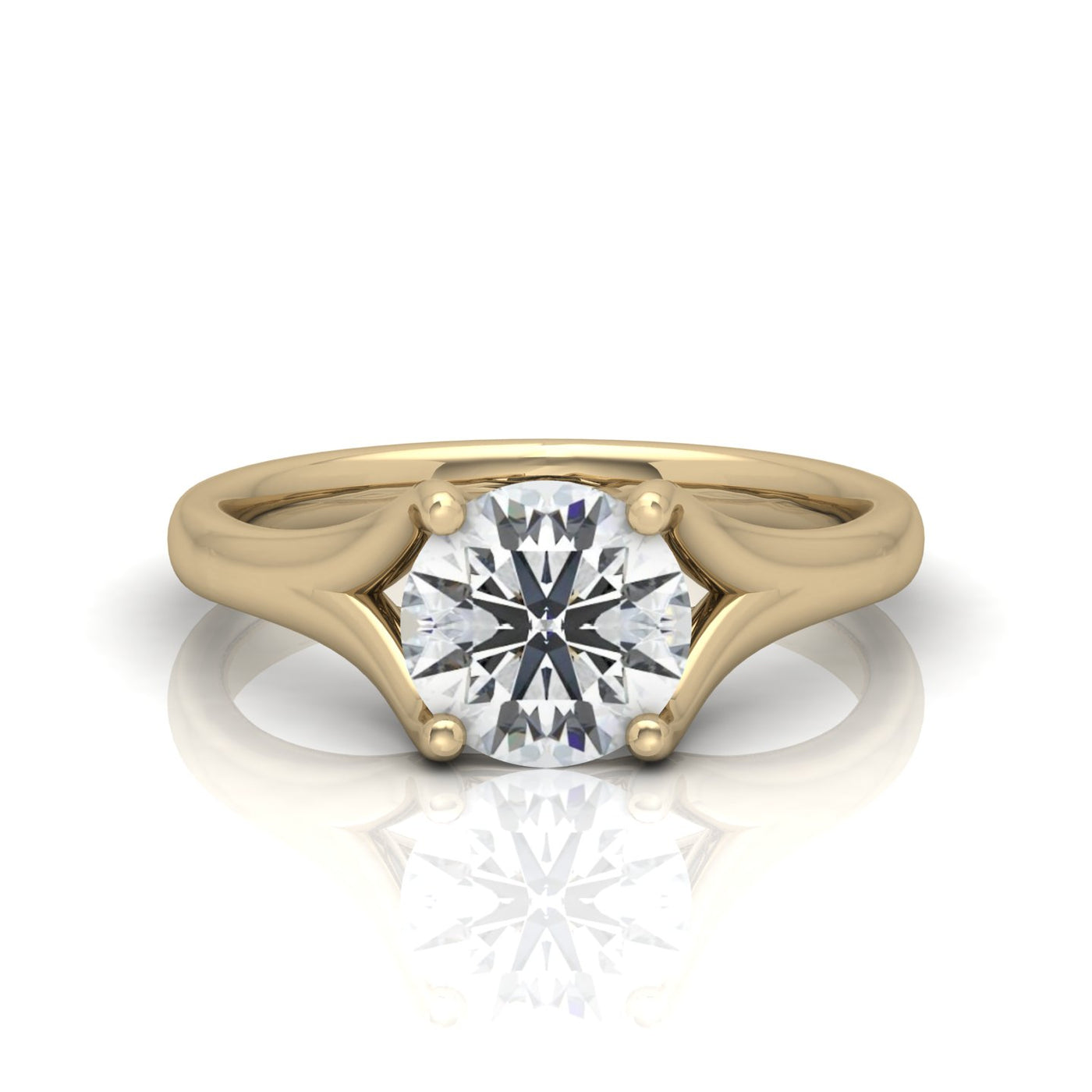 Round Diamond Split Shank Solitaire Engagement Ring