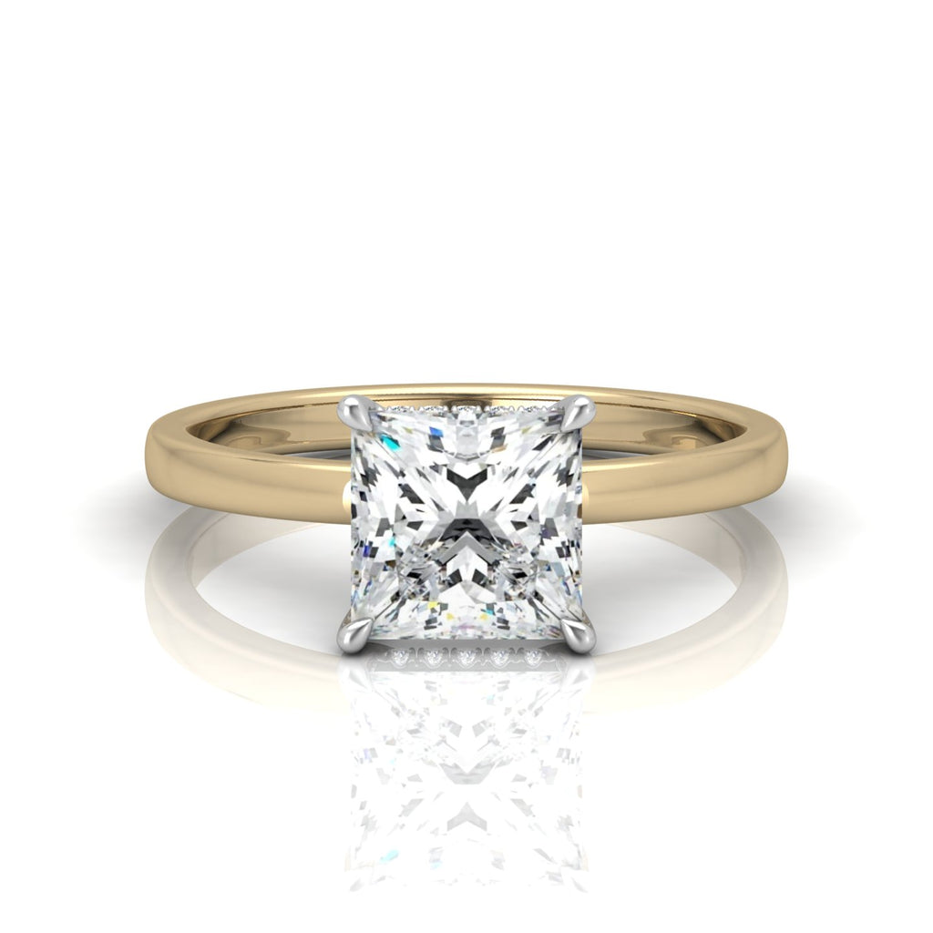 Classic Solitaire Hidden Halo Engagement Ring Princess