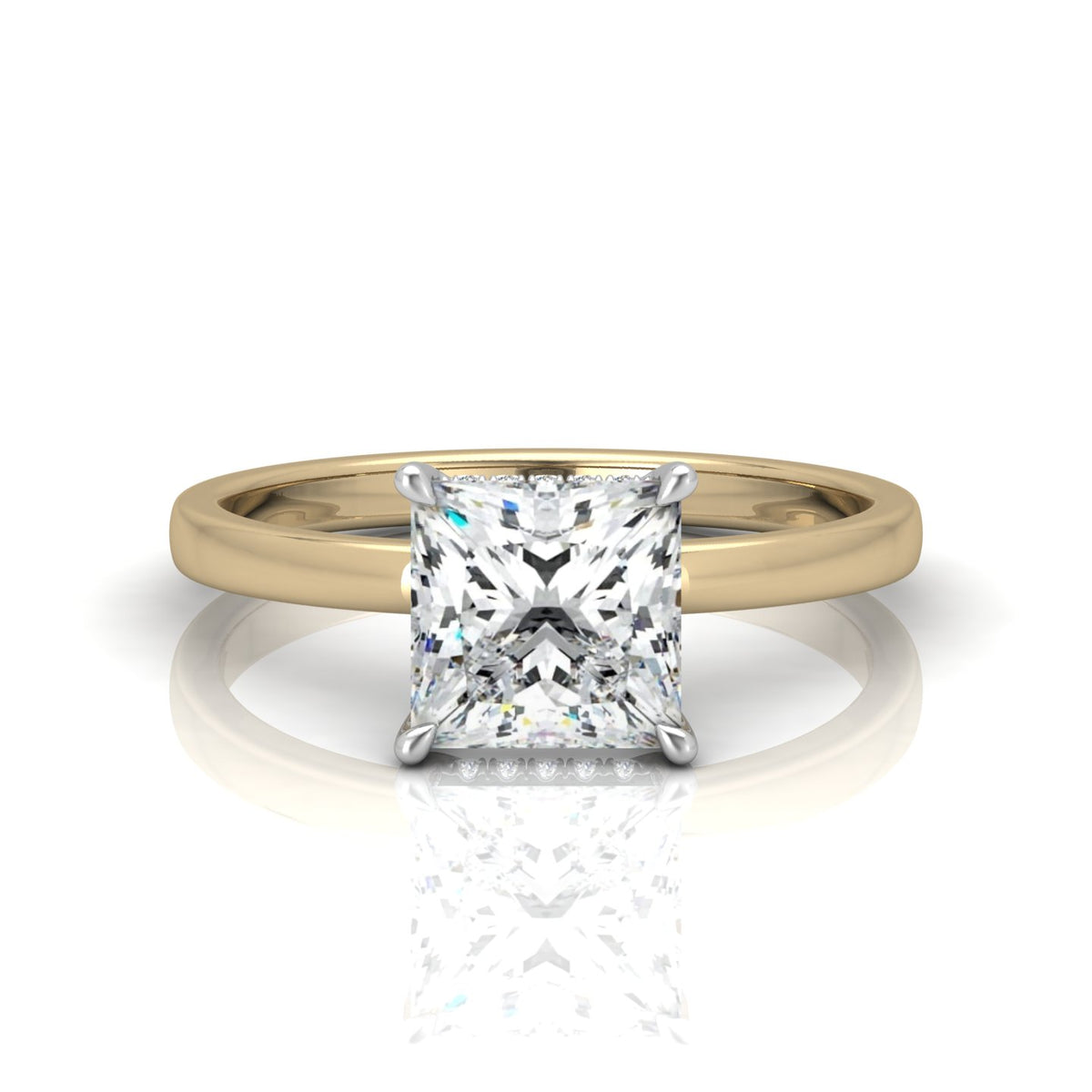Classic Solitaire Hidden Halo Engagement Ring Princess