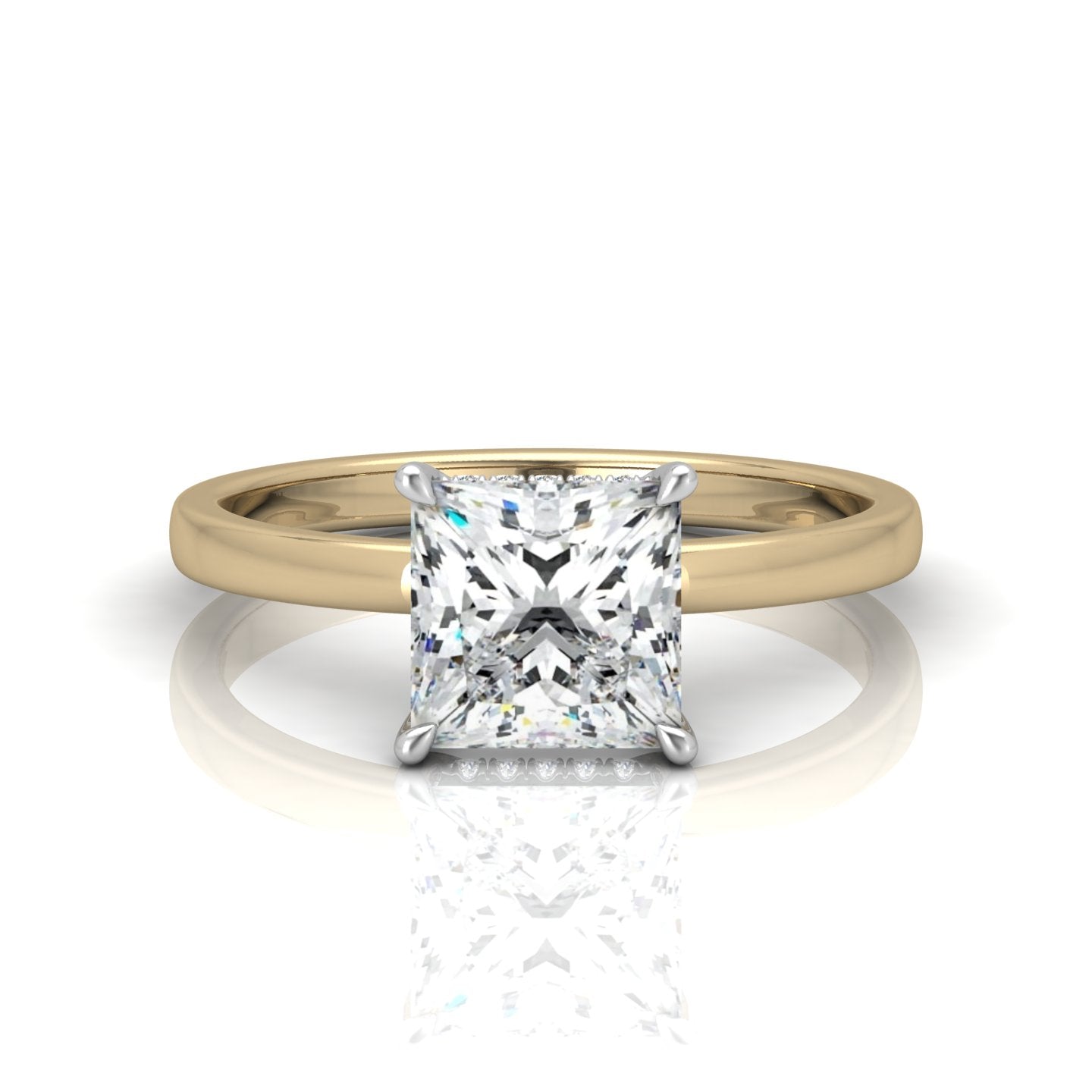 Classic Solitaire Hidden Halo Engagement Ring Princess