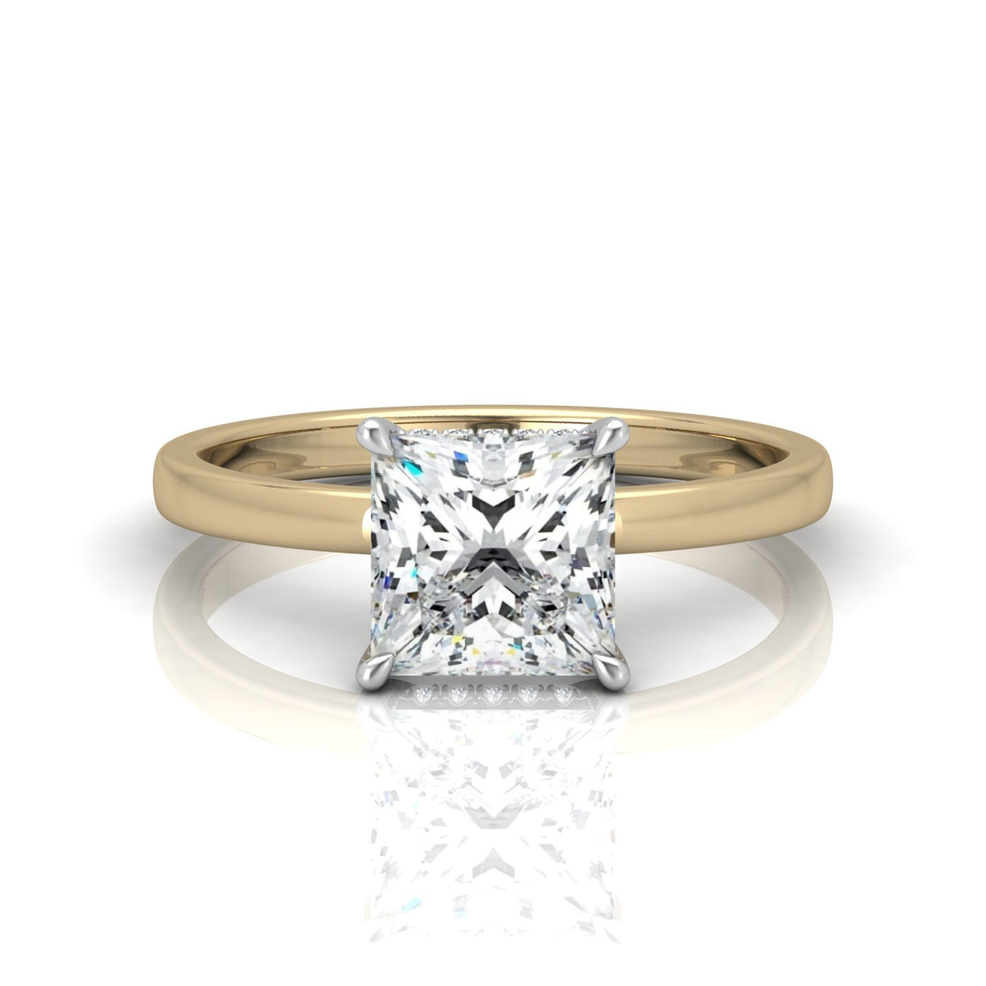 Classic Solitaire Hidden Halo Engagement Ring Princess