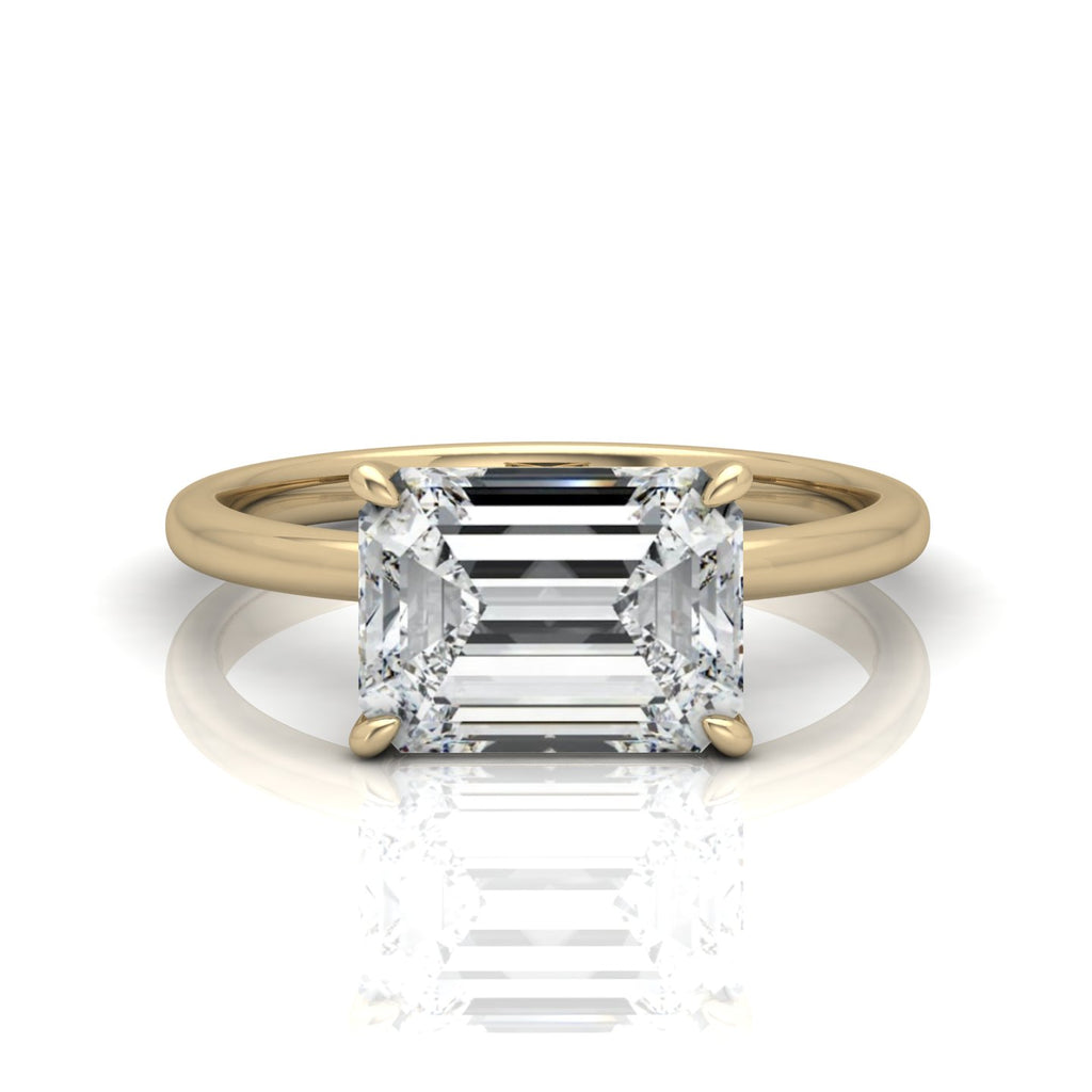 Classic East-West Solitaire Engagement Ring - Emerald