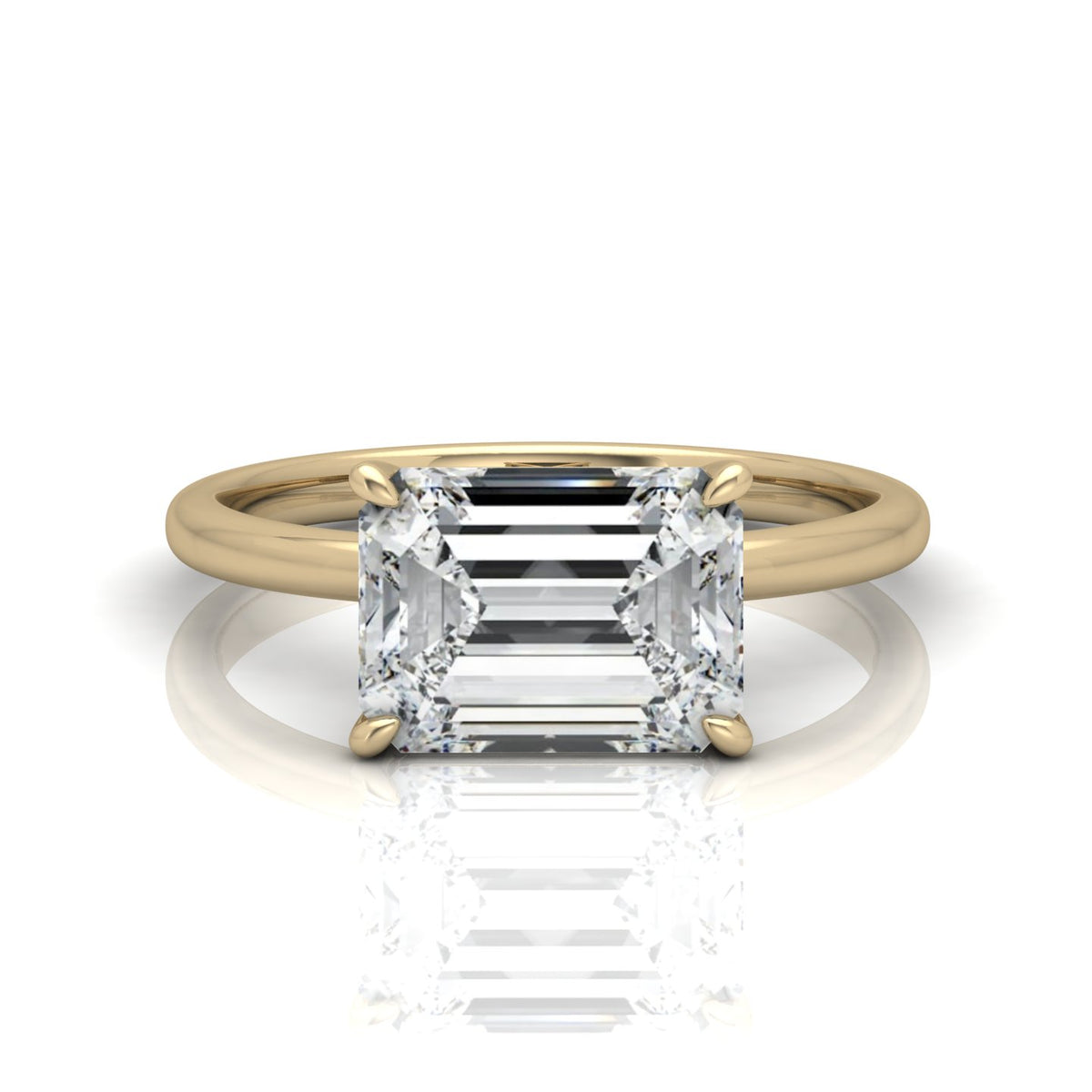 Classic East-West Solitaire Engagement Ring - Emerald