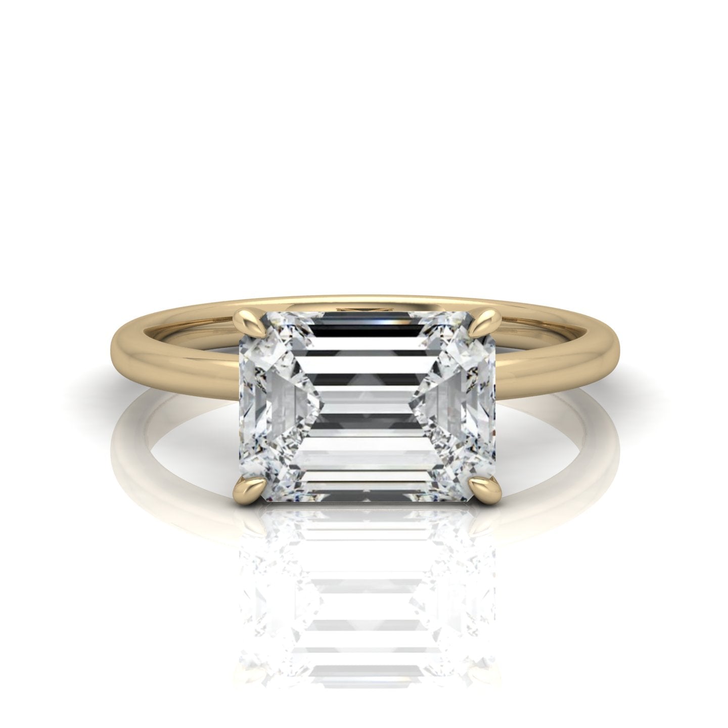 Classic East-West Solitaire Engagement Ring - Emerald