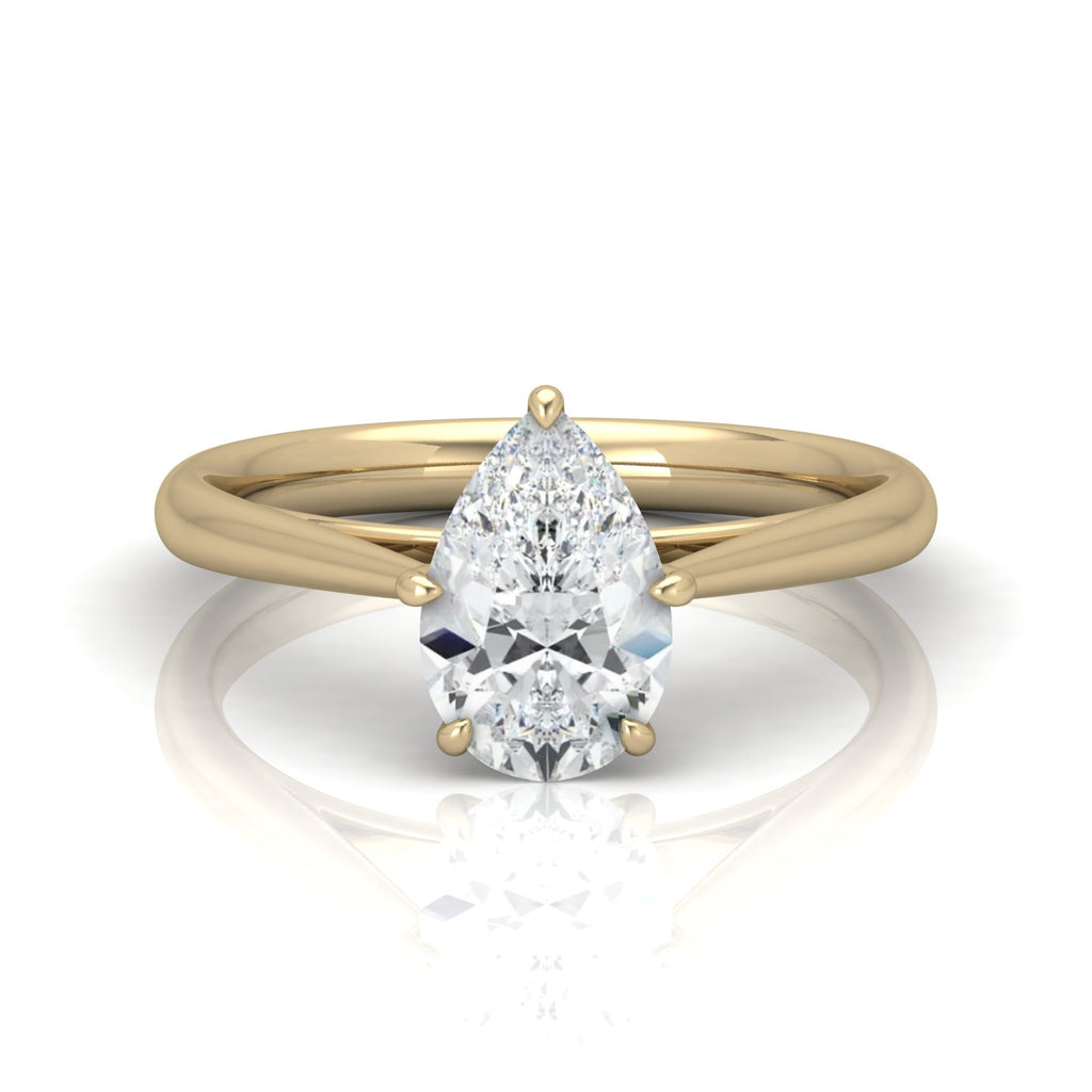 Pear Diamond Cathedral Solitaire Ring