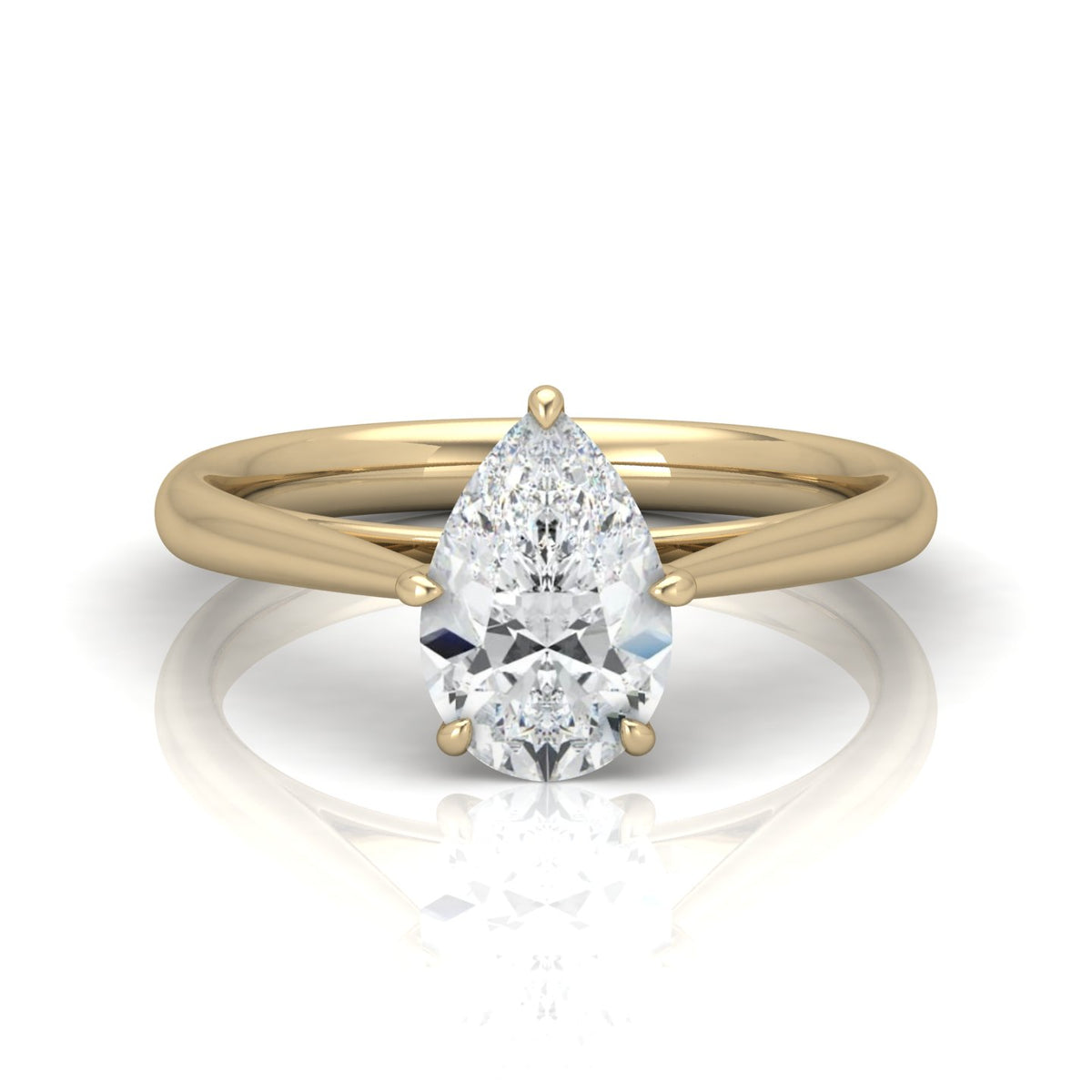 Pear Diamond Cathedral Solitaire Ring