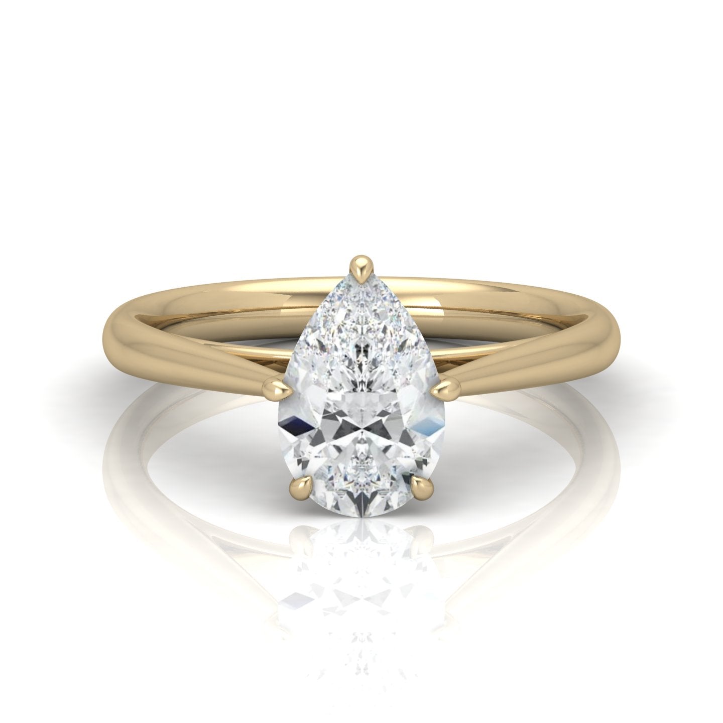 Pear Diamond Cathedral Solitaire Ring