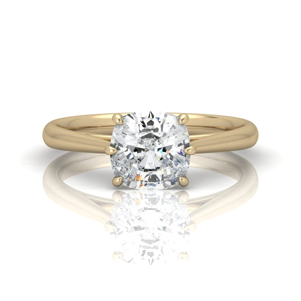 Cushion Diamond Cathedral Solitaire Ring