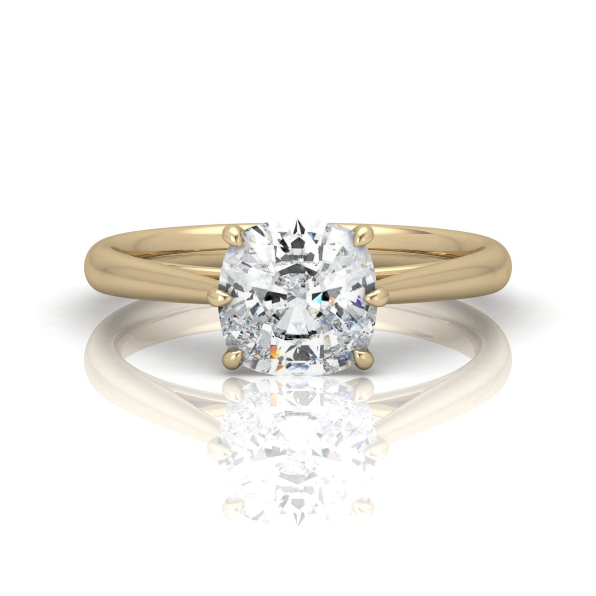 Cushion Diamond Cathedral Solitaire Ring