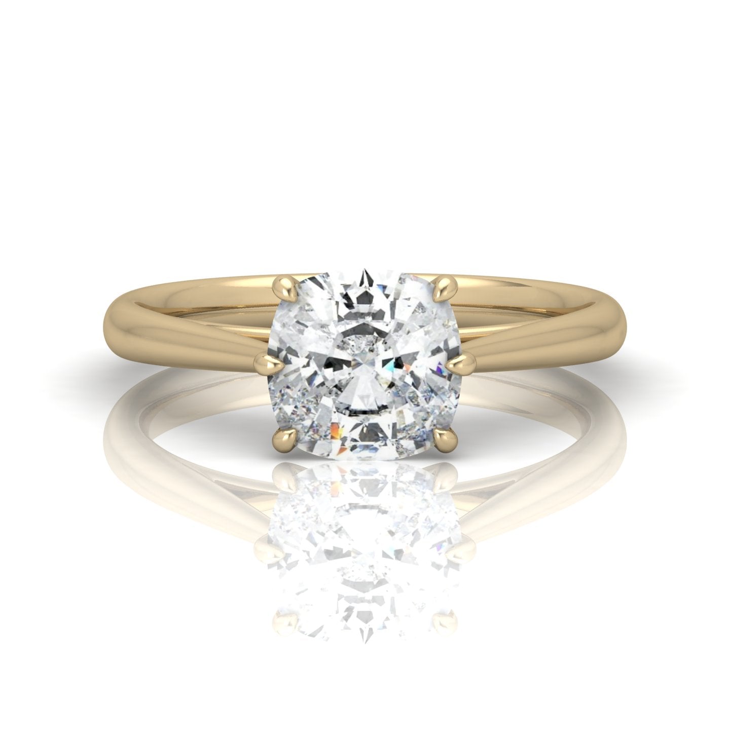 Cushion Diamond Cathedral Solitaire Ring