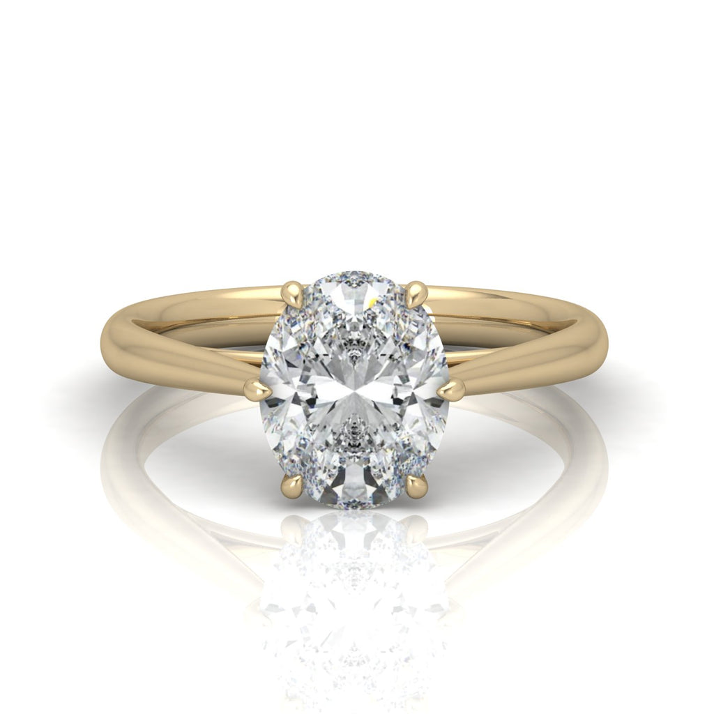 Oval Diamond Cathedral Solitaire Ring