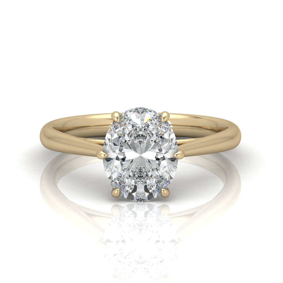 Oval Diamond Cathedral Solitaire Ring