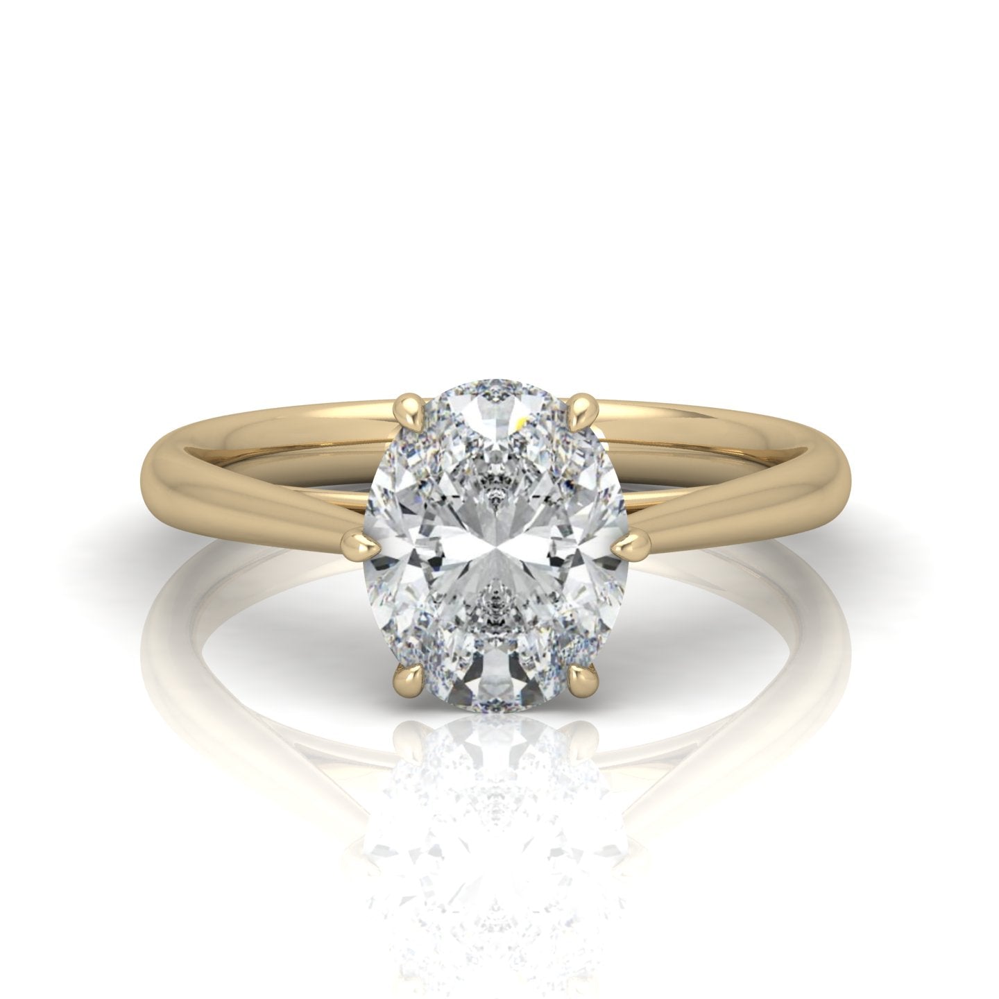 Oval Diamond Cathedral Solitaire Ring