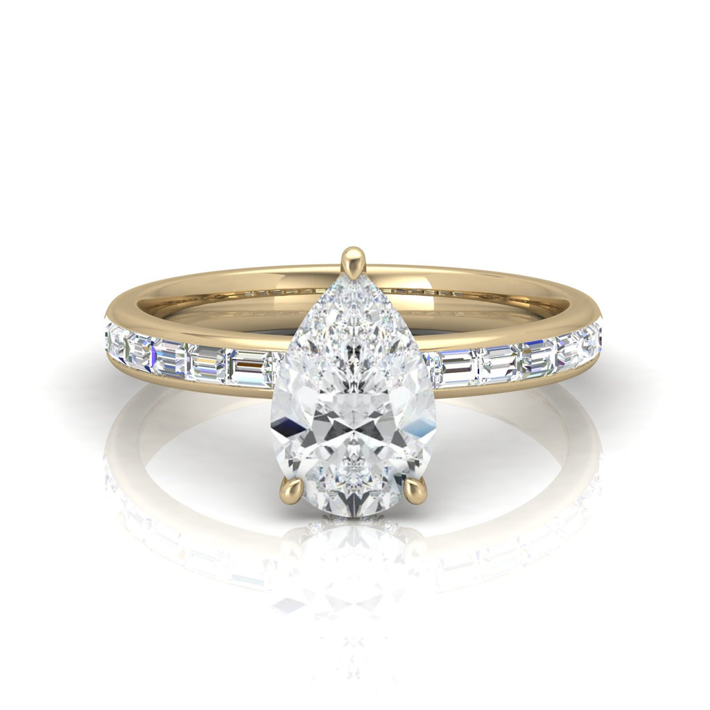Classic Hidden Halo Channel Set Engagement Ring - Pear