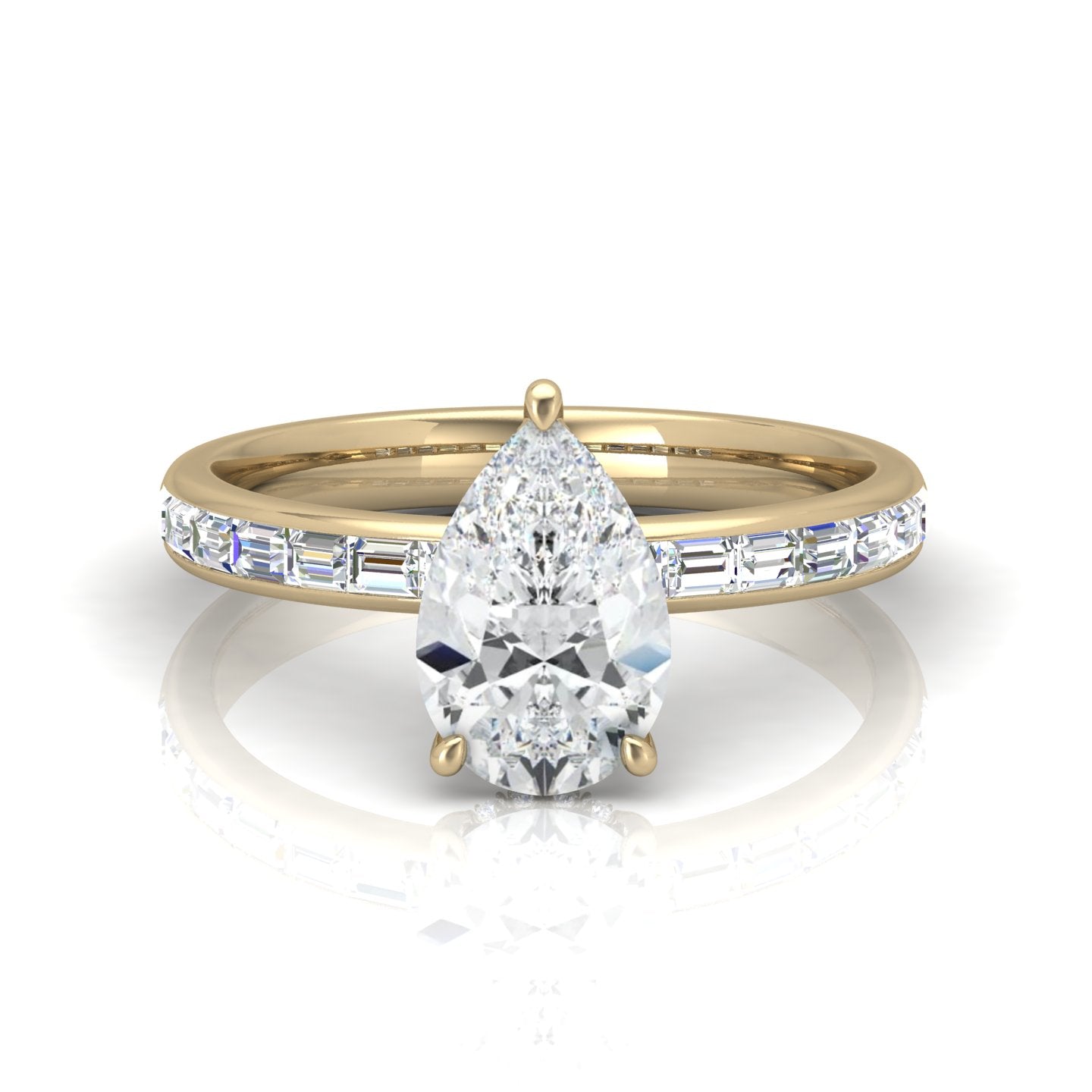 Classic Hidden Halo Channel Set Engagement Ring - Pear