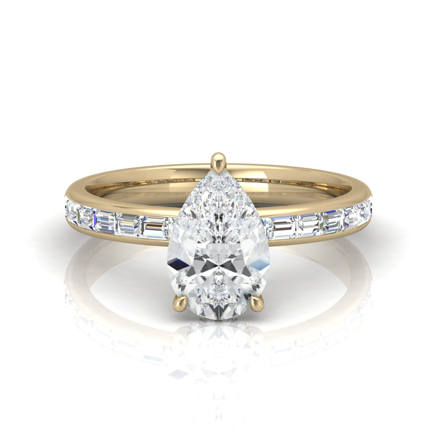 Classic Hidden Halo Channel Set Engagement Ring - Pear