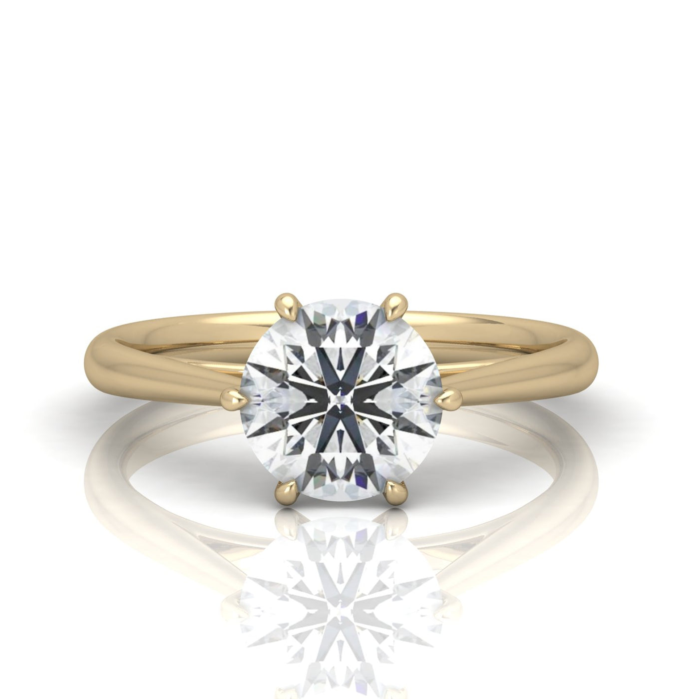 Round Diamond Six Prong Cathedral Solitaire Ring