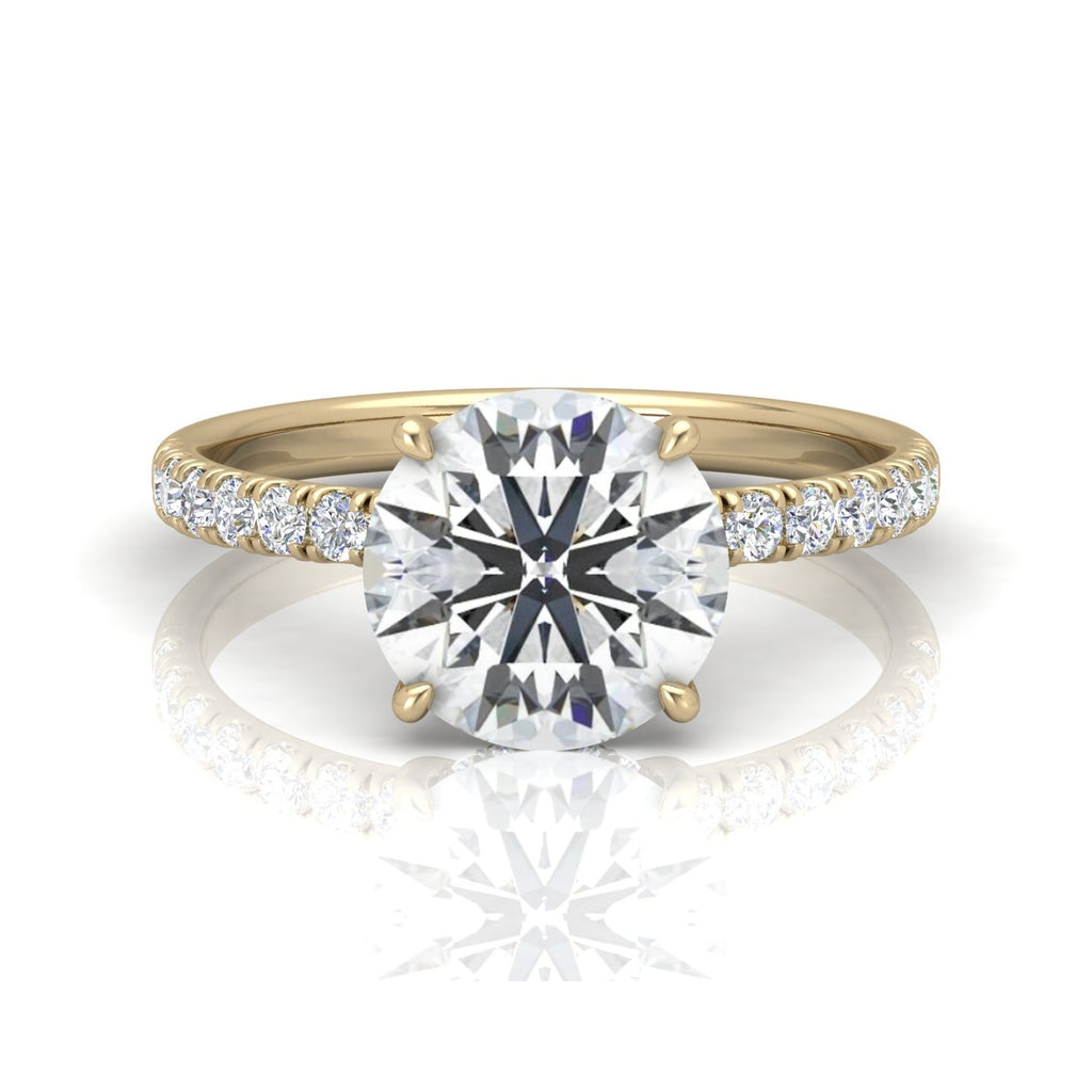 Classic Hidden Halo Pave Set Engagement Ring - Round