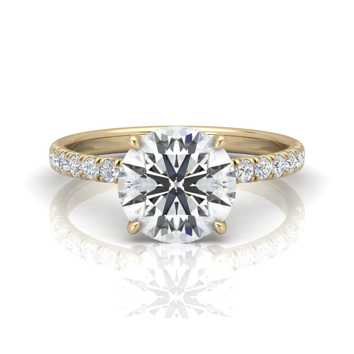 Classic Hidden Halo Pave Set Engagement Ring - Round