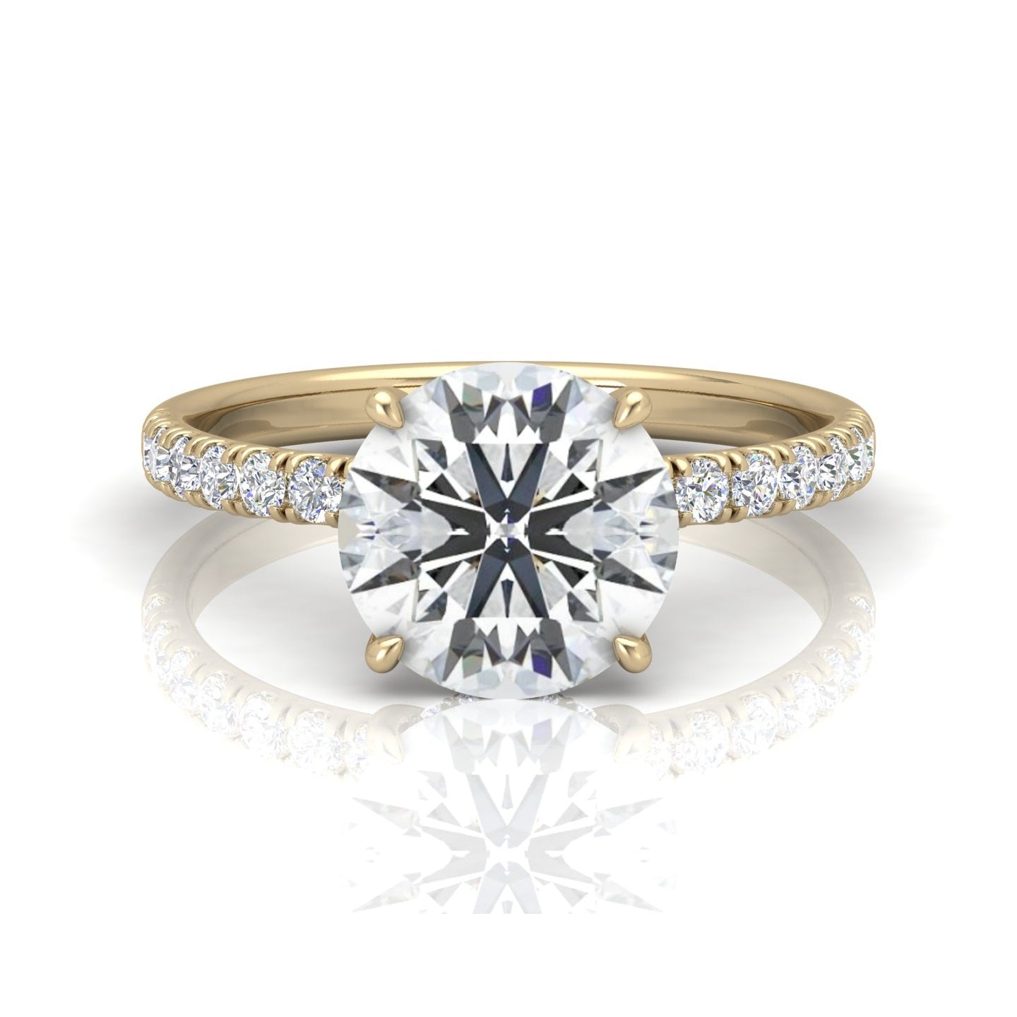 Classic Hidden Halo Pave Set Engagement Ring - Round