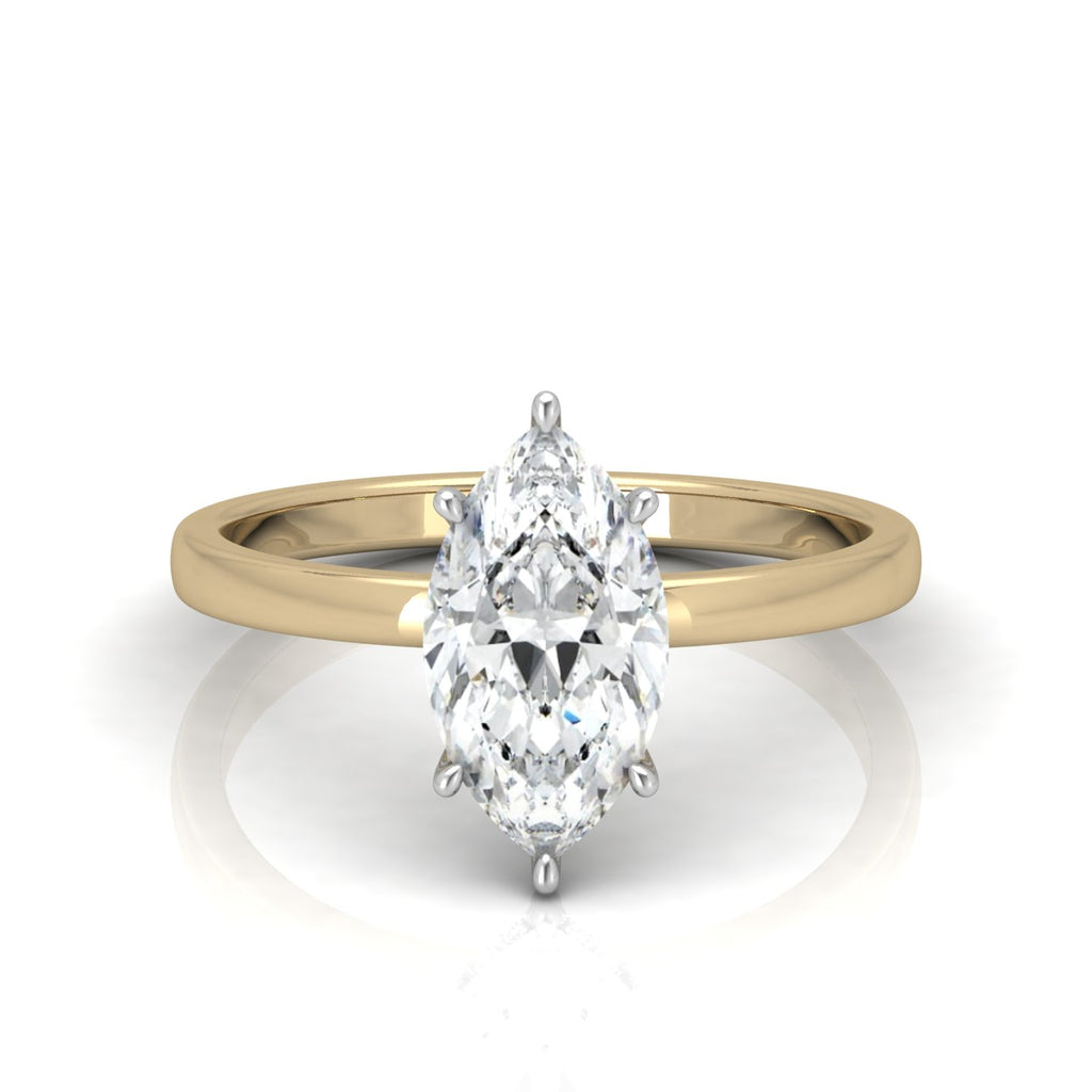 Classic Solitaire Hidden Halo Engagement Ring Marquise