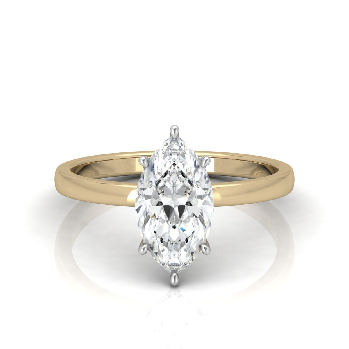 Classic Solitaire Hidden Halo Engagement Ring Marquise