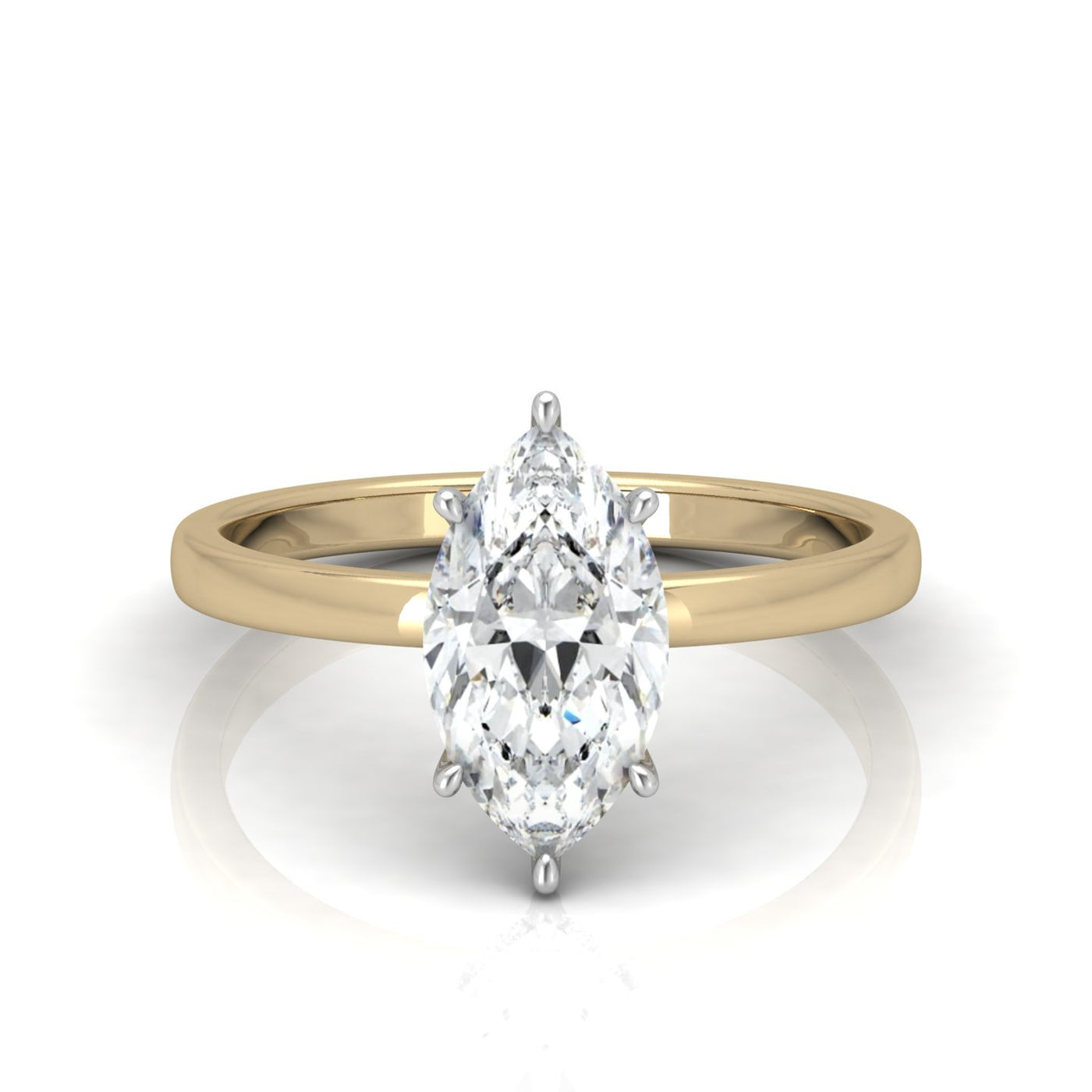 Classic Solitaire Hidden Halo Engagement Ring Marquise