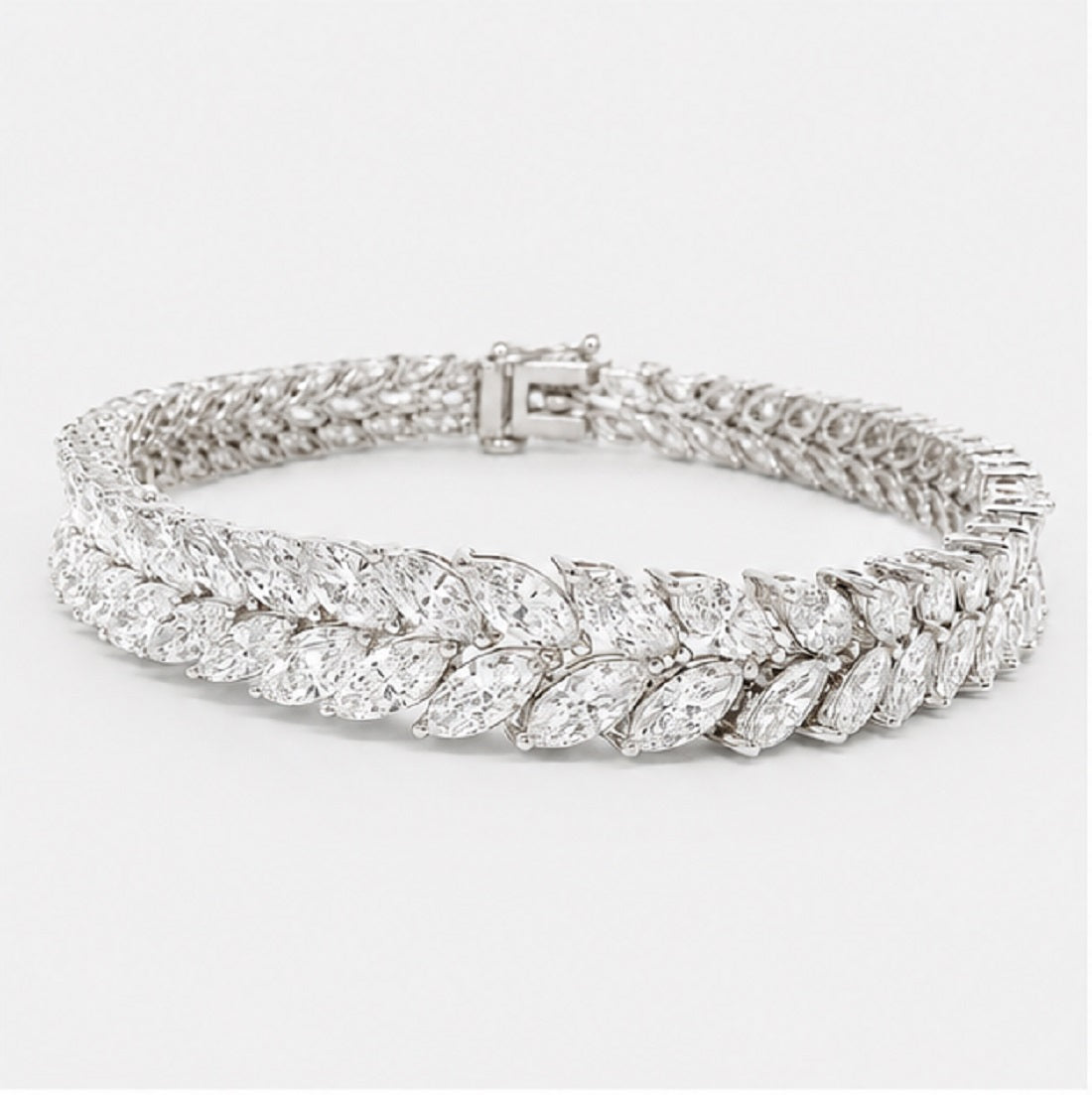 Classic Marquise Diamond 15.00 Carat Two Row Tennis Bracelet 9k'Gold