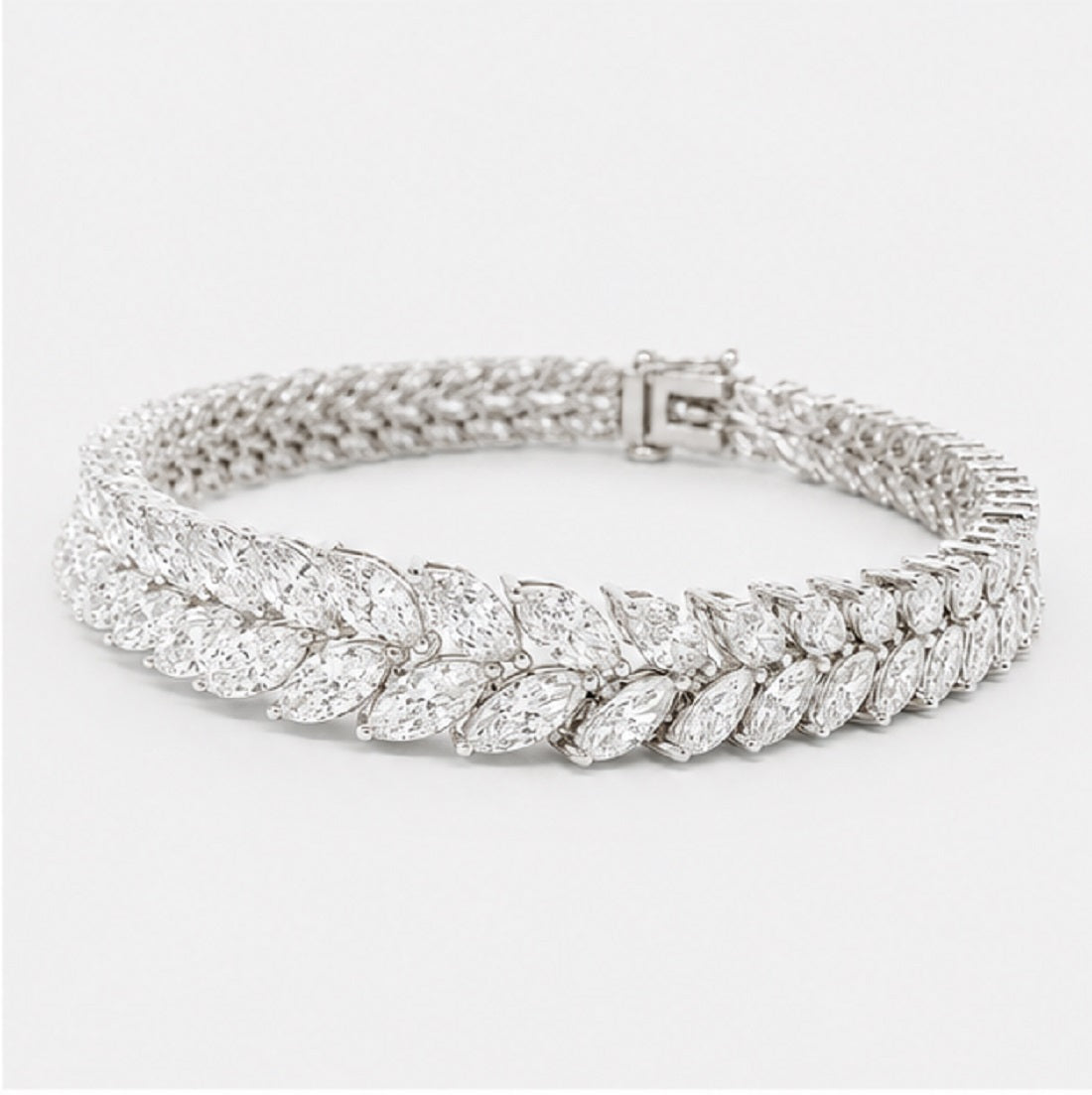 Classic Marquise Diamond 15.00 Carat Two Row Tennis Bracelet 9k'Gold