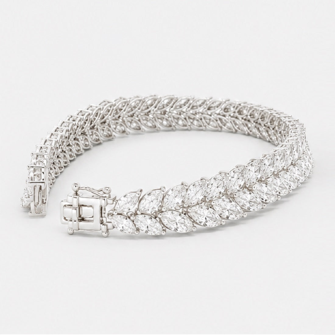 Classic Marquise Diamond 15.00 Carat Two Row Tennis Bracelet 9k'Gold