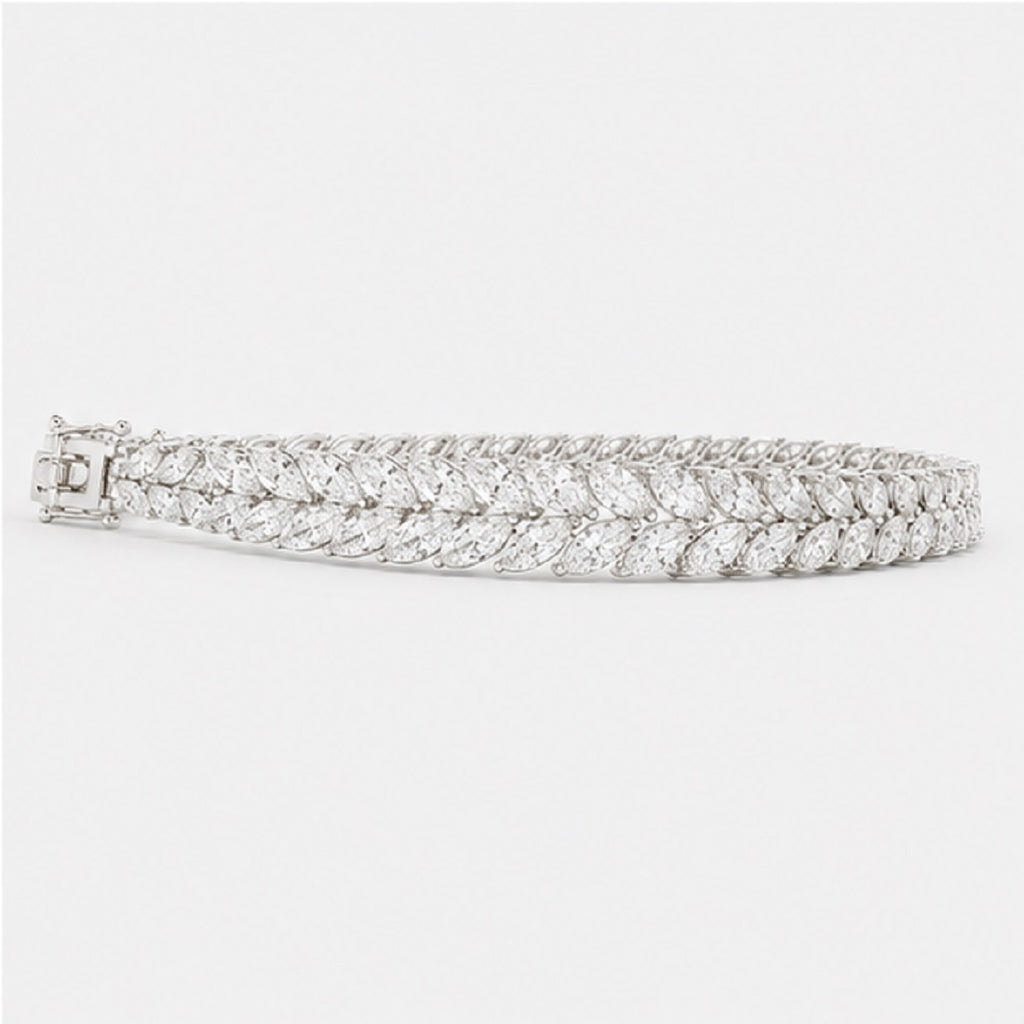 Classic Marquise Diamond 15.00 Carat Two Row Tennis Bracelet 9k'Gold