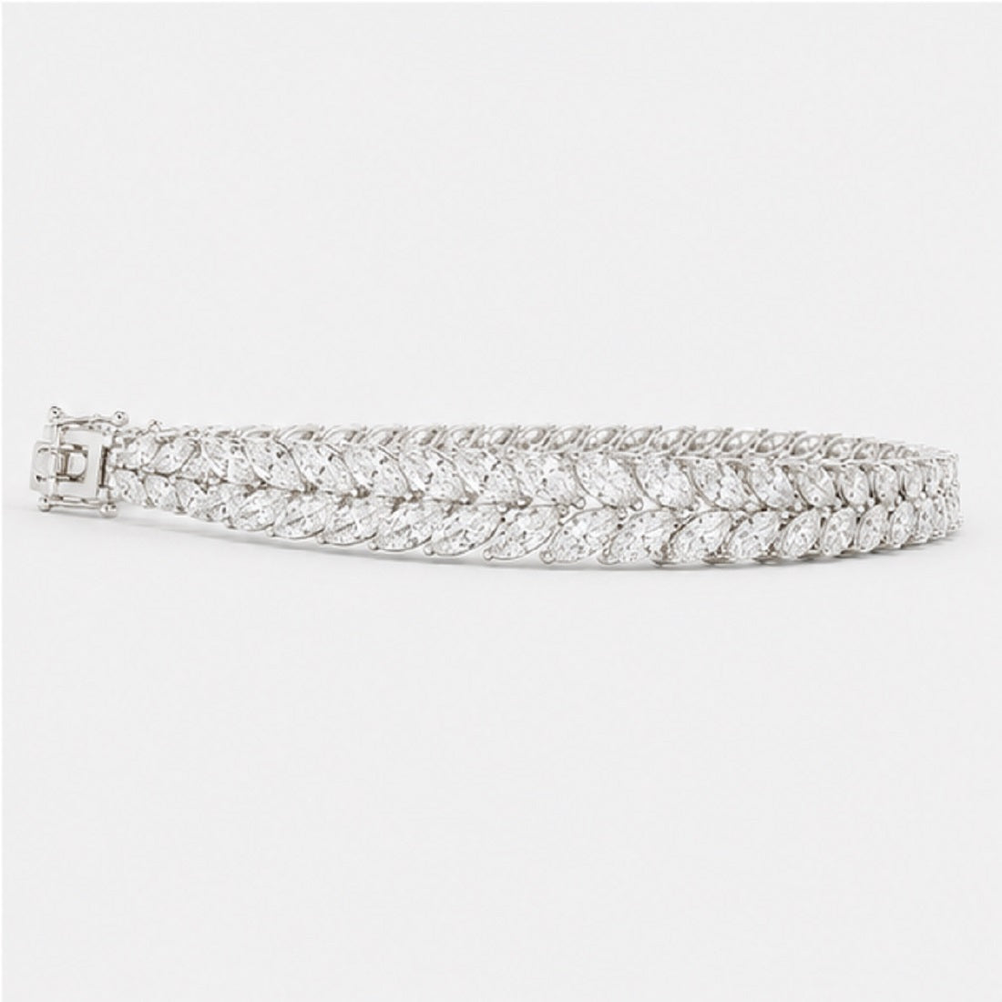 Classic Marquise Diamond 15.00 Carat Two Row Tennis Bracelet 9k'Gold