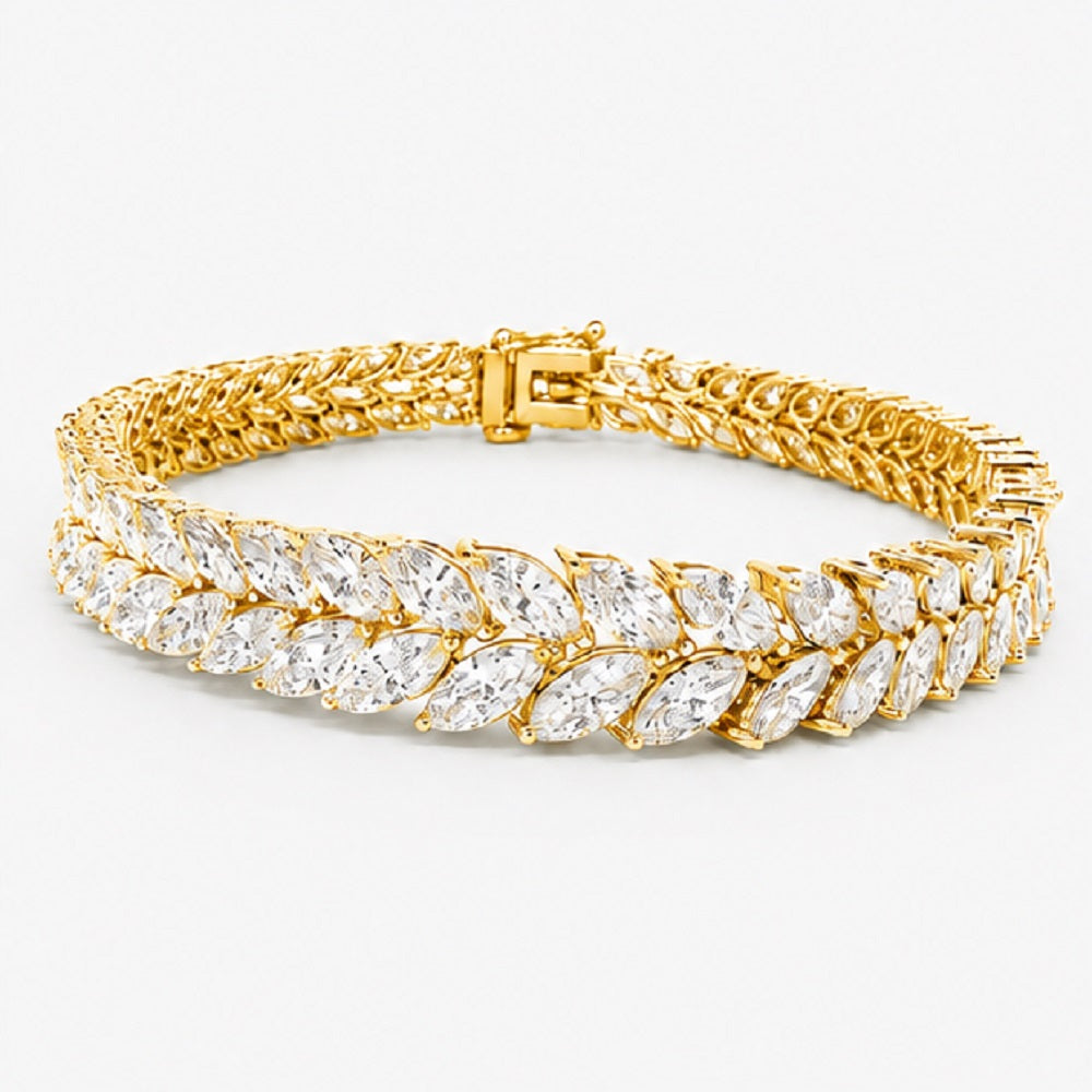 Classic Marquise Diamond 15.00 Carat Two Row Tennis Bracelet 9k'Gold