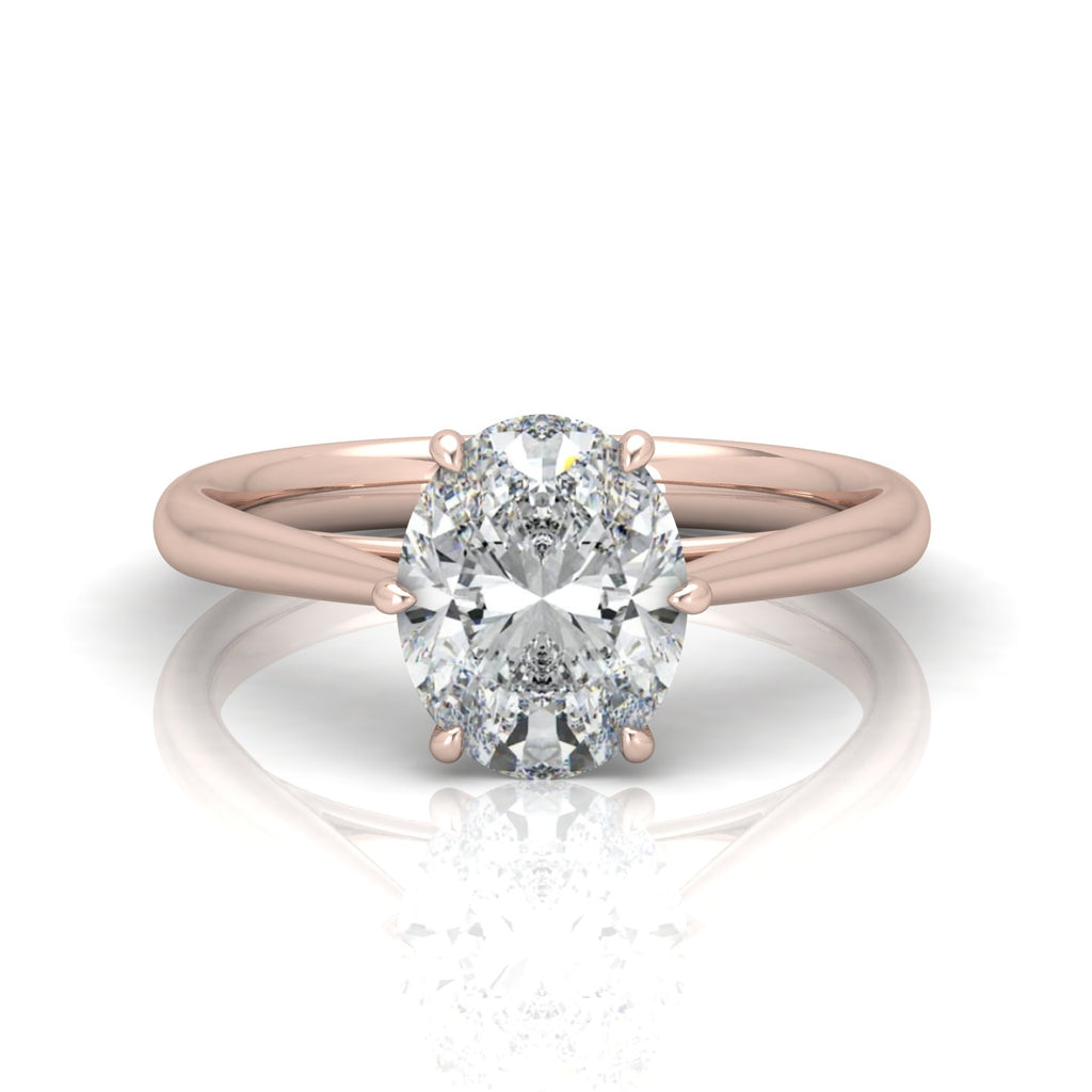 Oval Diamond Cathedral Solitaire Ring