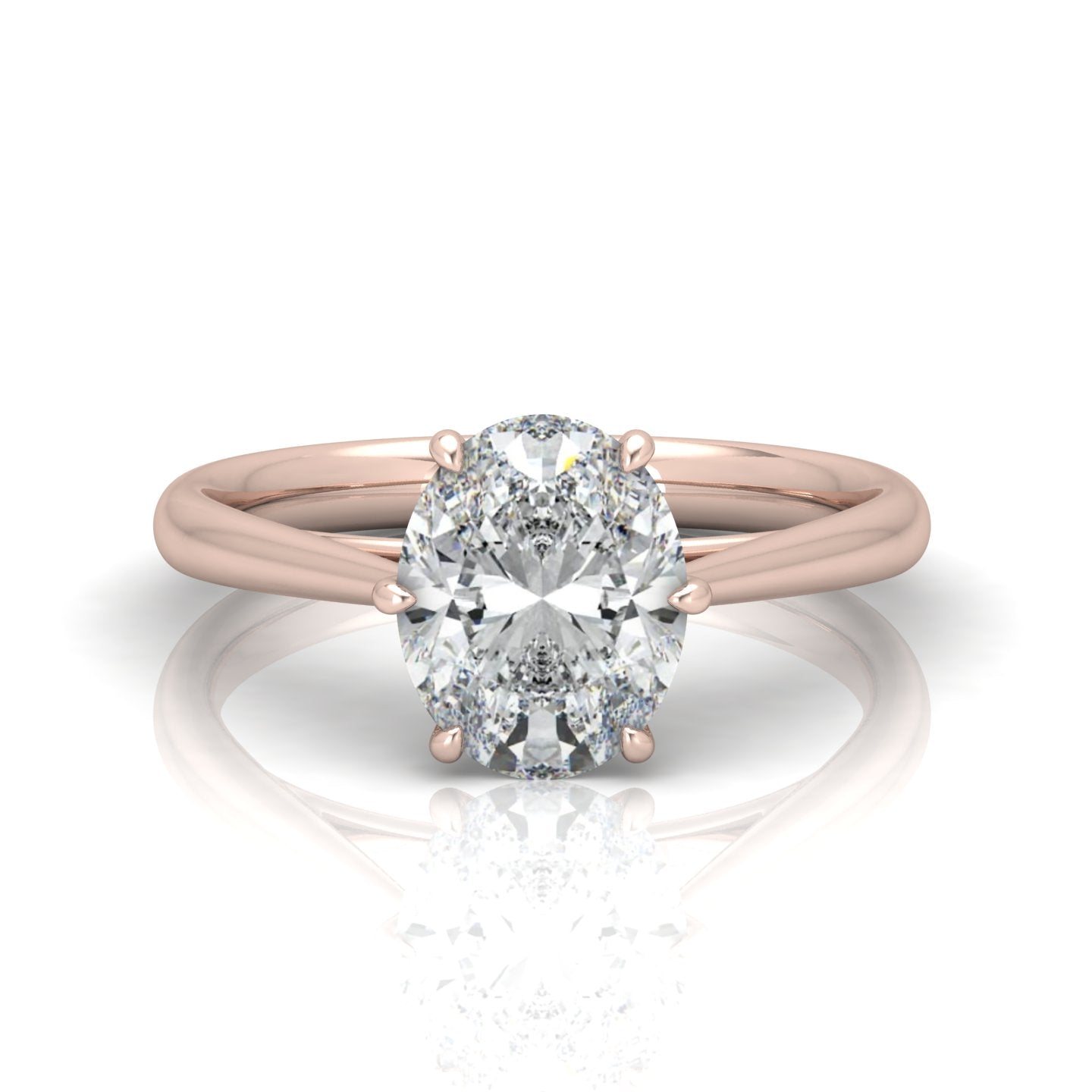 Oval Diamond Cathedral Solitaire Ring