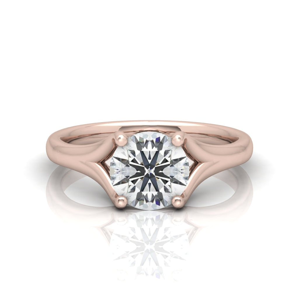 Round Diamond Split Shank Solitaire Engagement Ring
