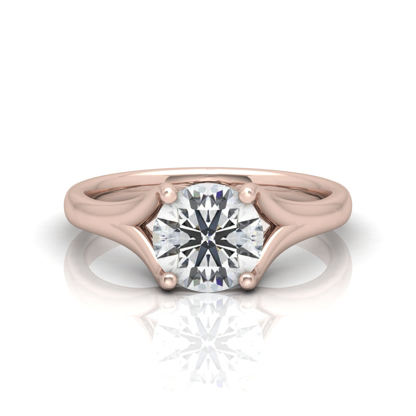 Round Diamond Split Shank Solitaire Engagement Ring