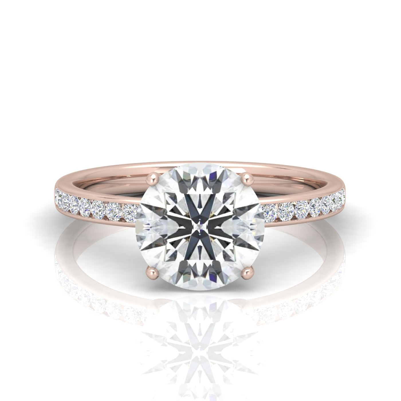 Channel Set Round Diamond Engagement Ring